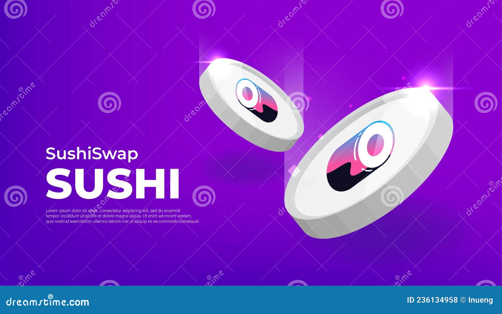 SushiSwap SUSHI Banner. SUSHI Coin Cryptocurrency Concept Banner  Background. Stock Vector - Illustration of mockup, blockchain: 236134958