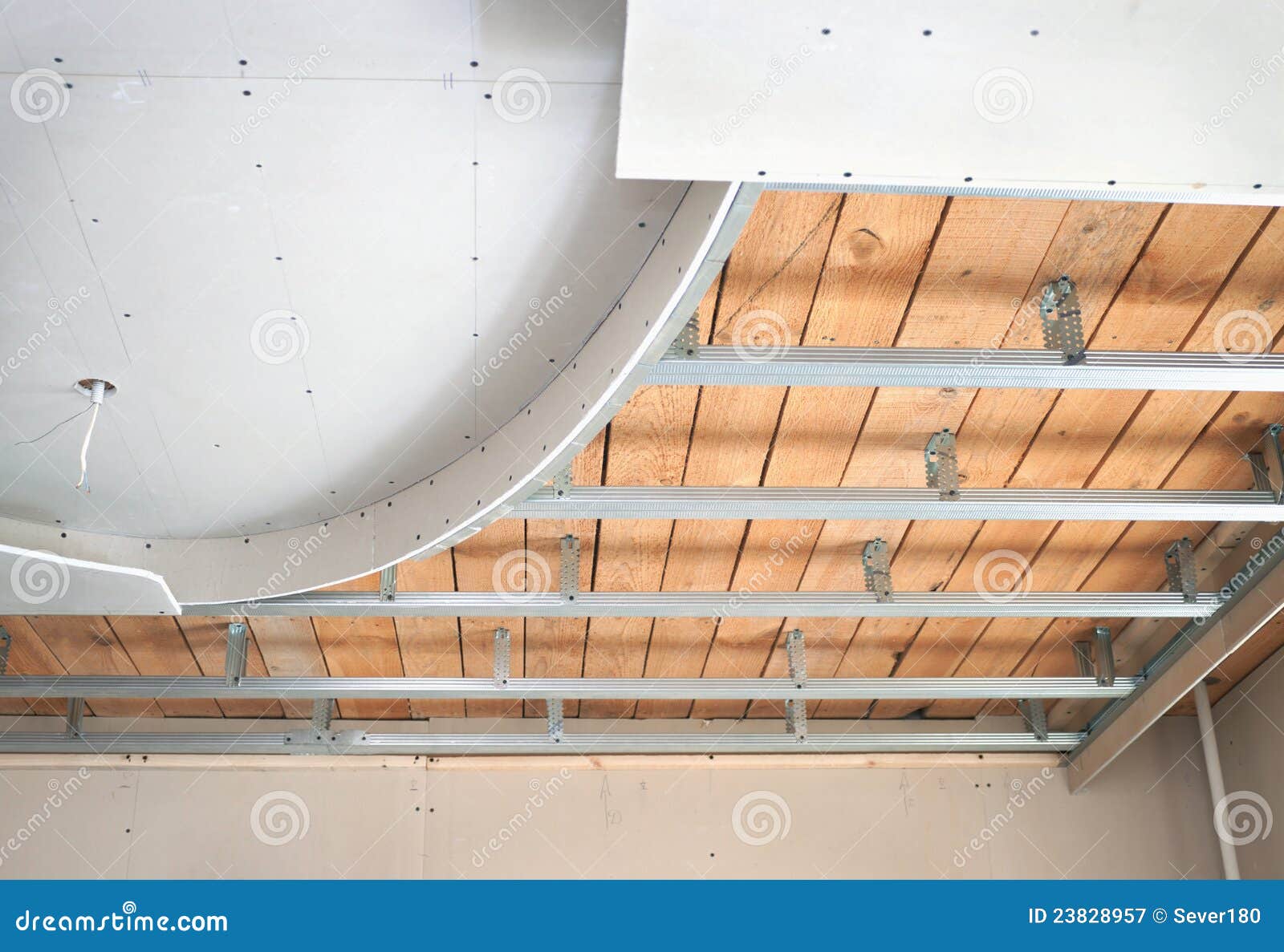 Suspended Ceiling Consisting Of Plasterboard Stock Image