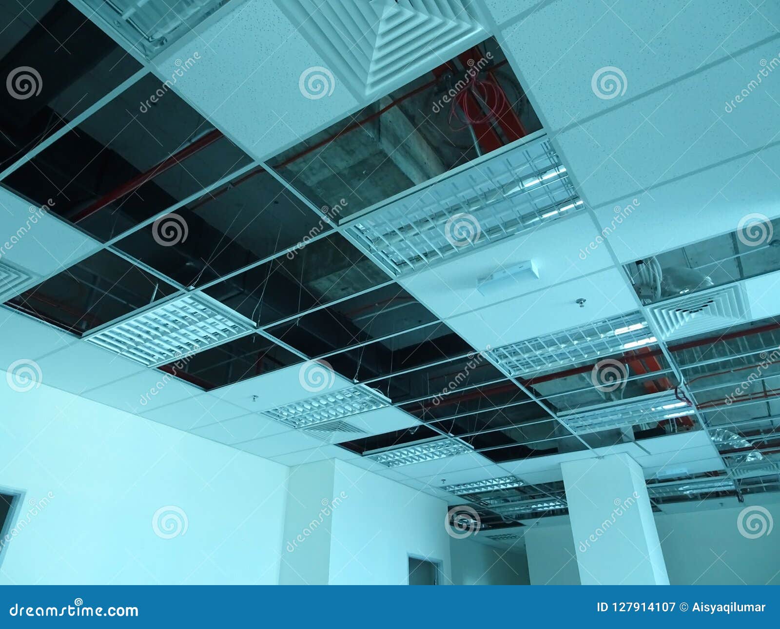 Suspended Ceiling Frame And Board Under Construction Editorial