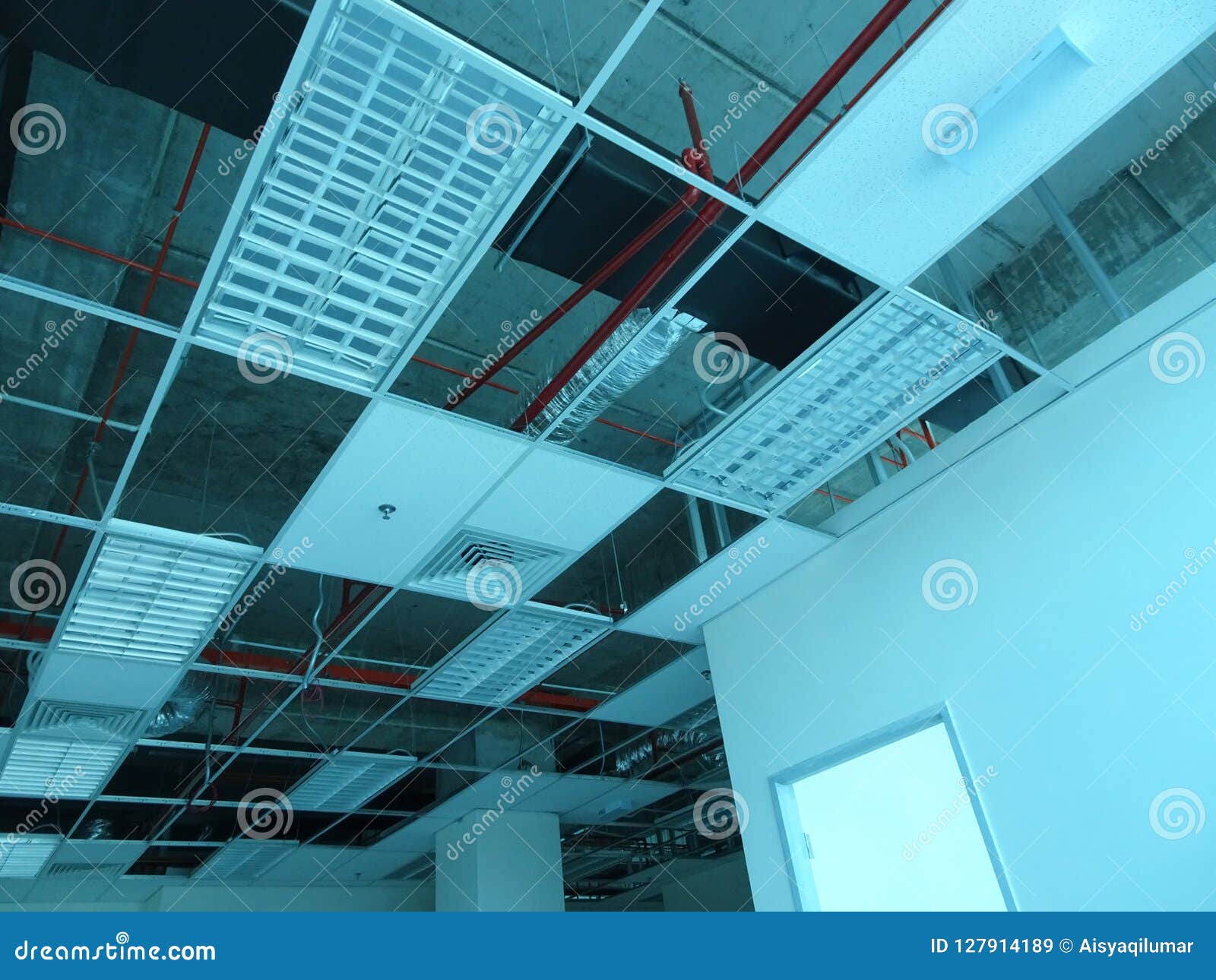 Suspended Ceiling Frame And Board Under Construction Editorial