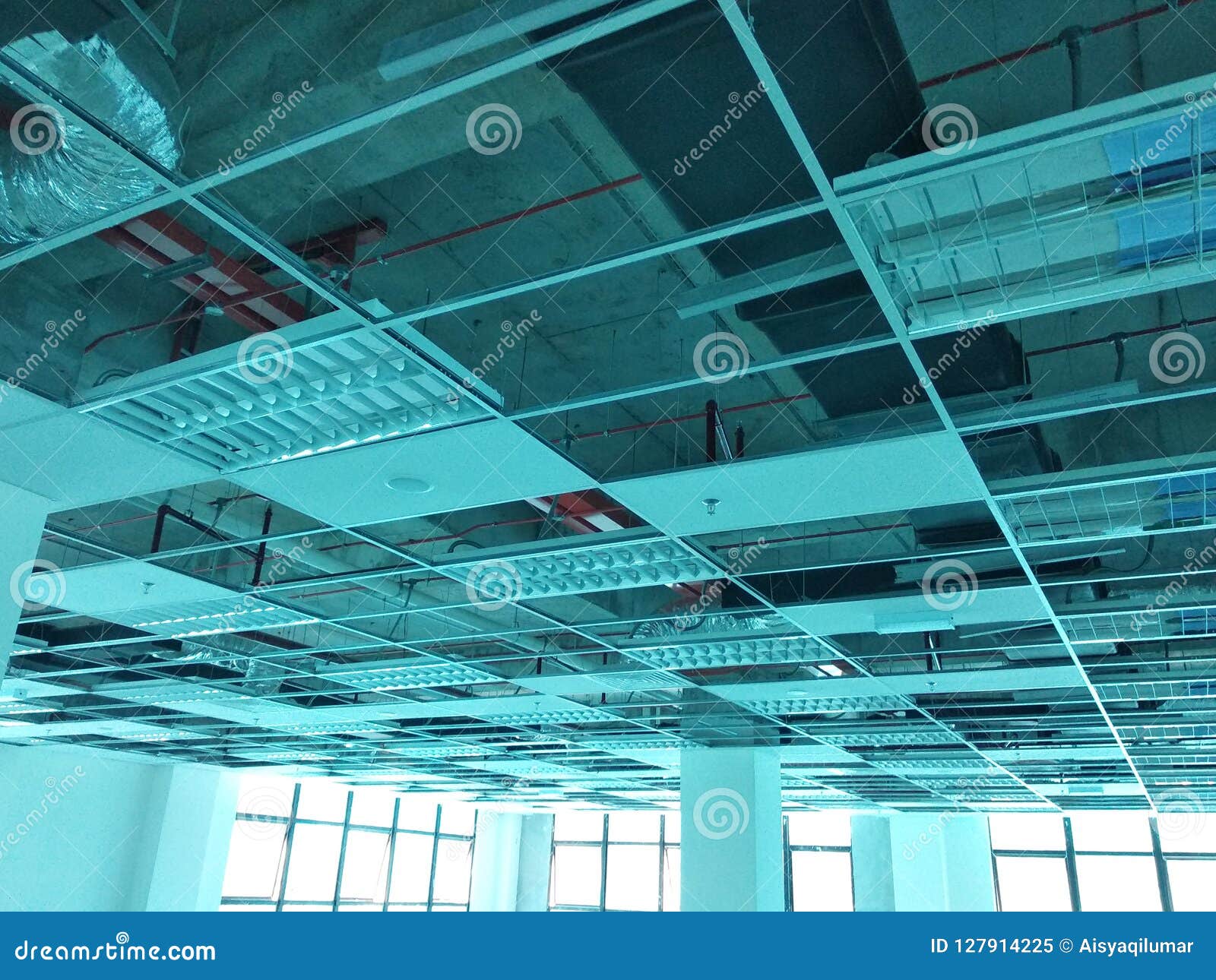 Suspended Ceiling Frame and Board Under Construction Editorial Image