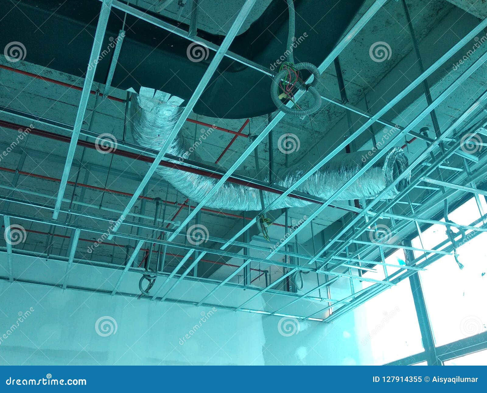 Suspended Ceiling Frame And Board Under Construction Editorial