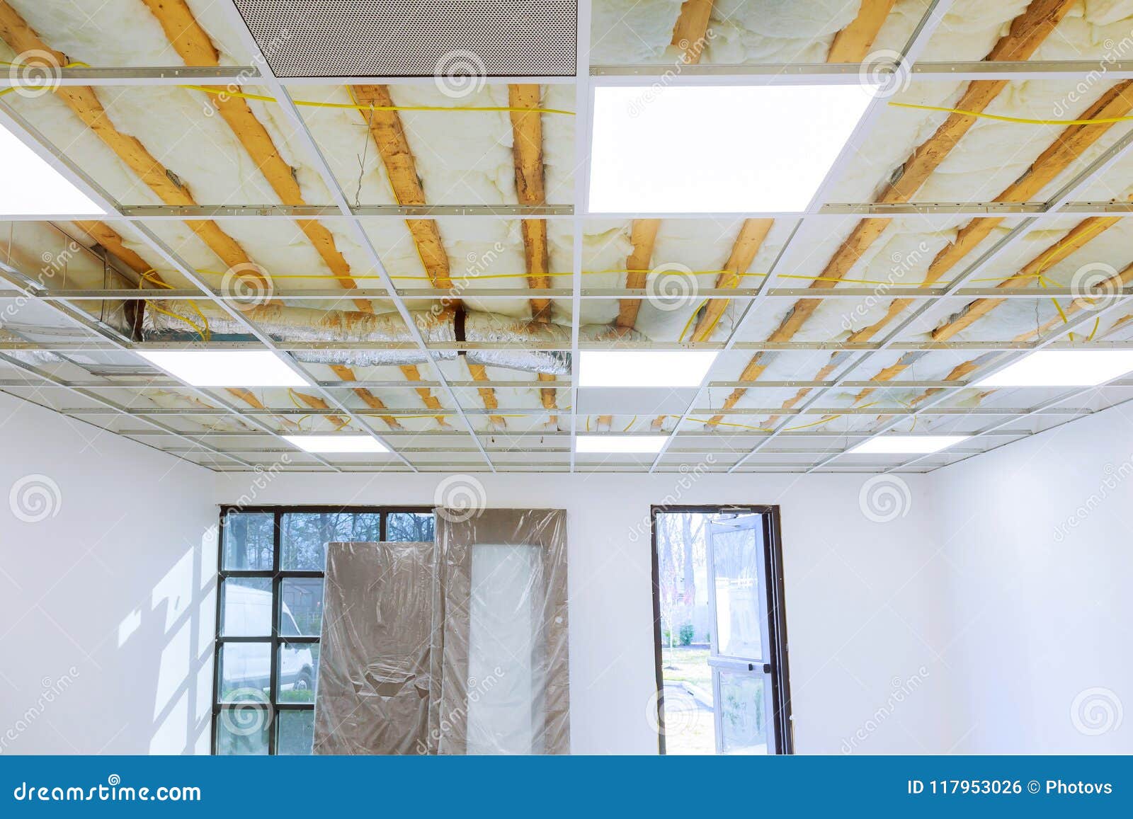 Suspended Ceiling Structure Before Installation Of Gypsum