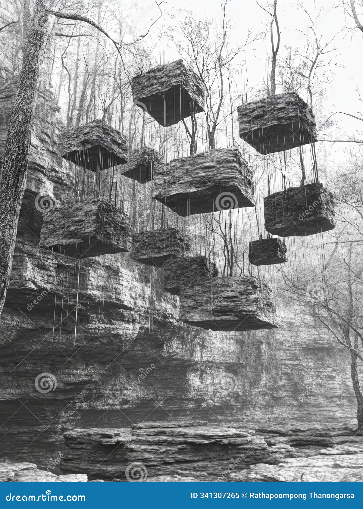 suspended stone monoliths