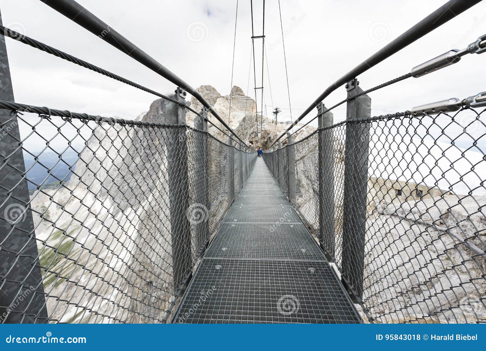 Suspension Bridge in the Austrian Mountains Stock Photo Image of