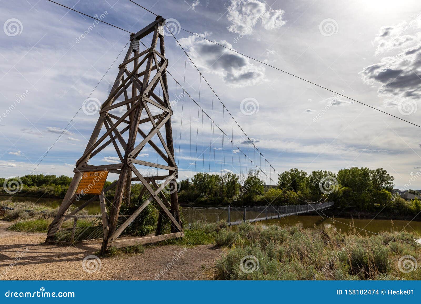 Suspension Bridge at Drumheller in Alberta Canada Stock Photo Image of suspension