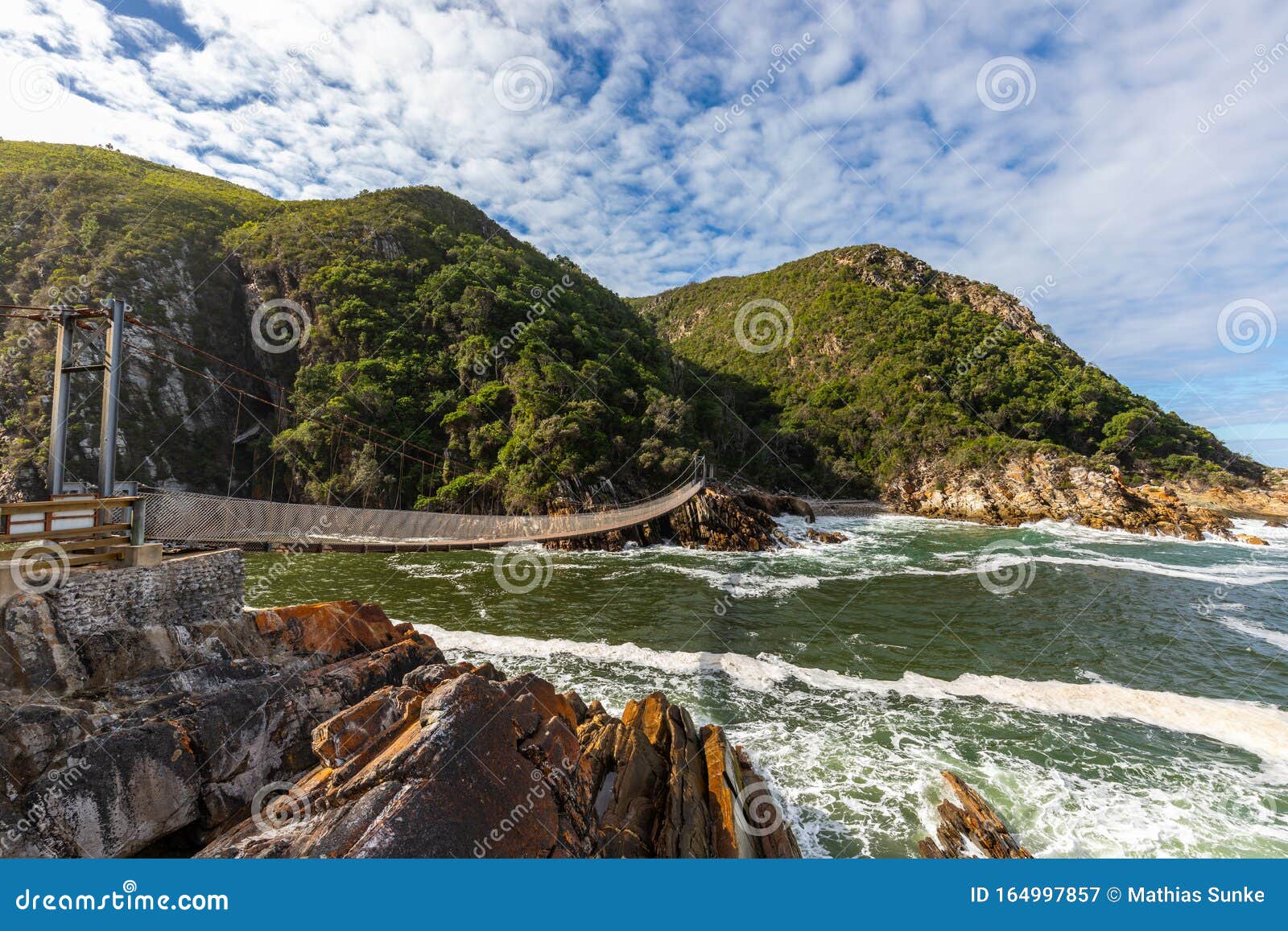A Suspension Bridge Over the Storms River Mouth Stock Image - Image of