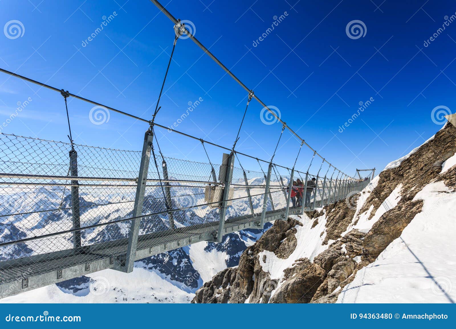 Suspension Bridge on Titlis Mountain. Stock Photo Image of mountain