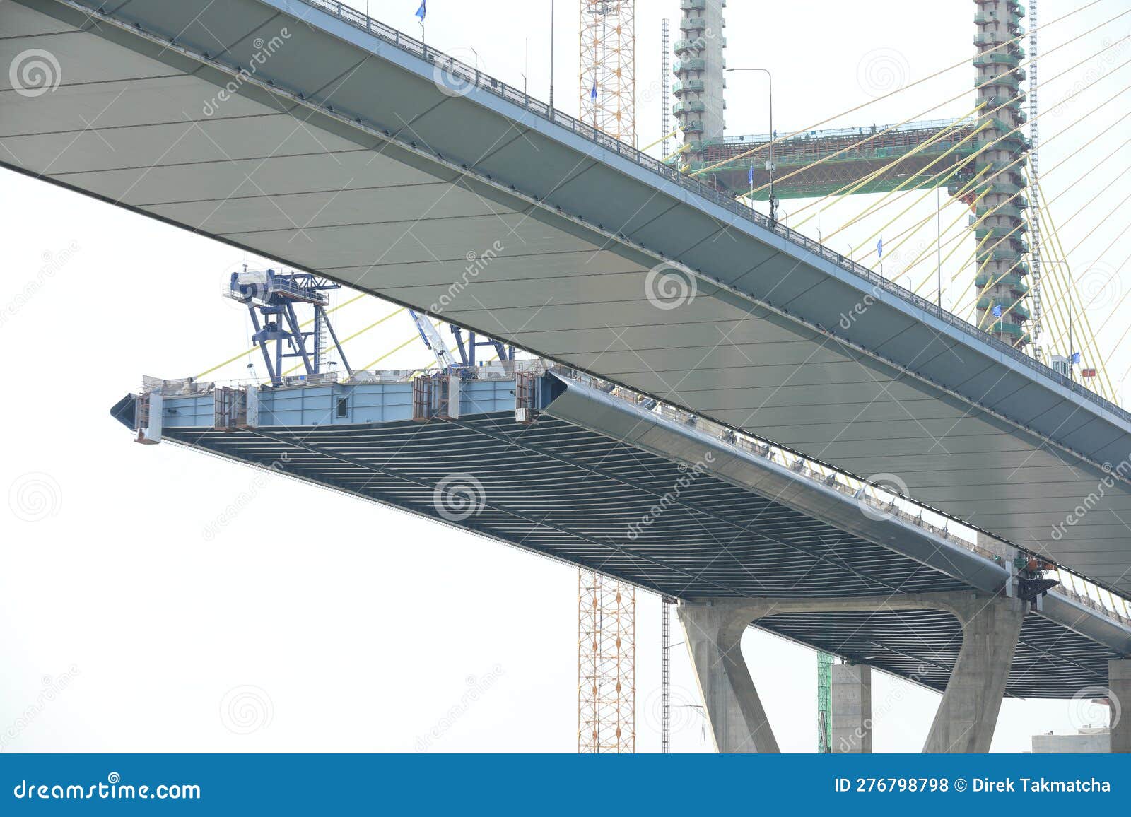 Suspension Bridge Under Construction Stock Photo Image of engineering