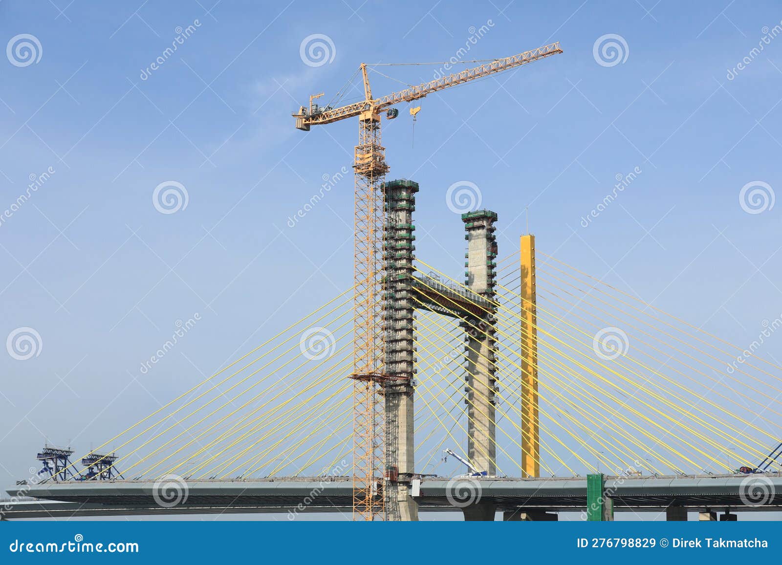 Suspension Bridge Under Construction Stock Image Image of transport