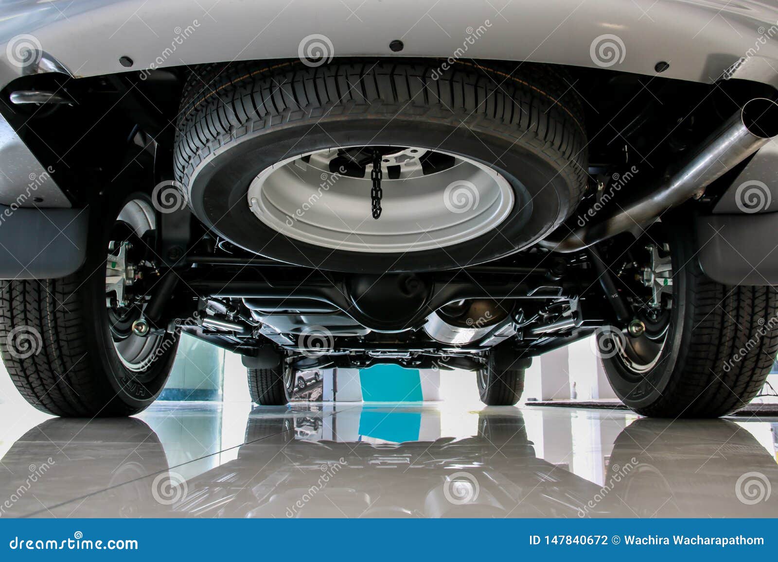 Suspension Car and Spare Tire Stock Photo Image of exhaust
