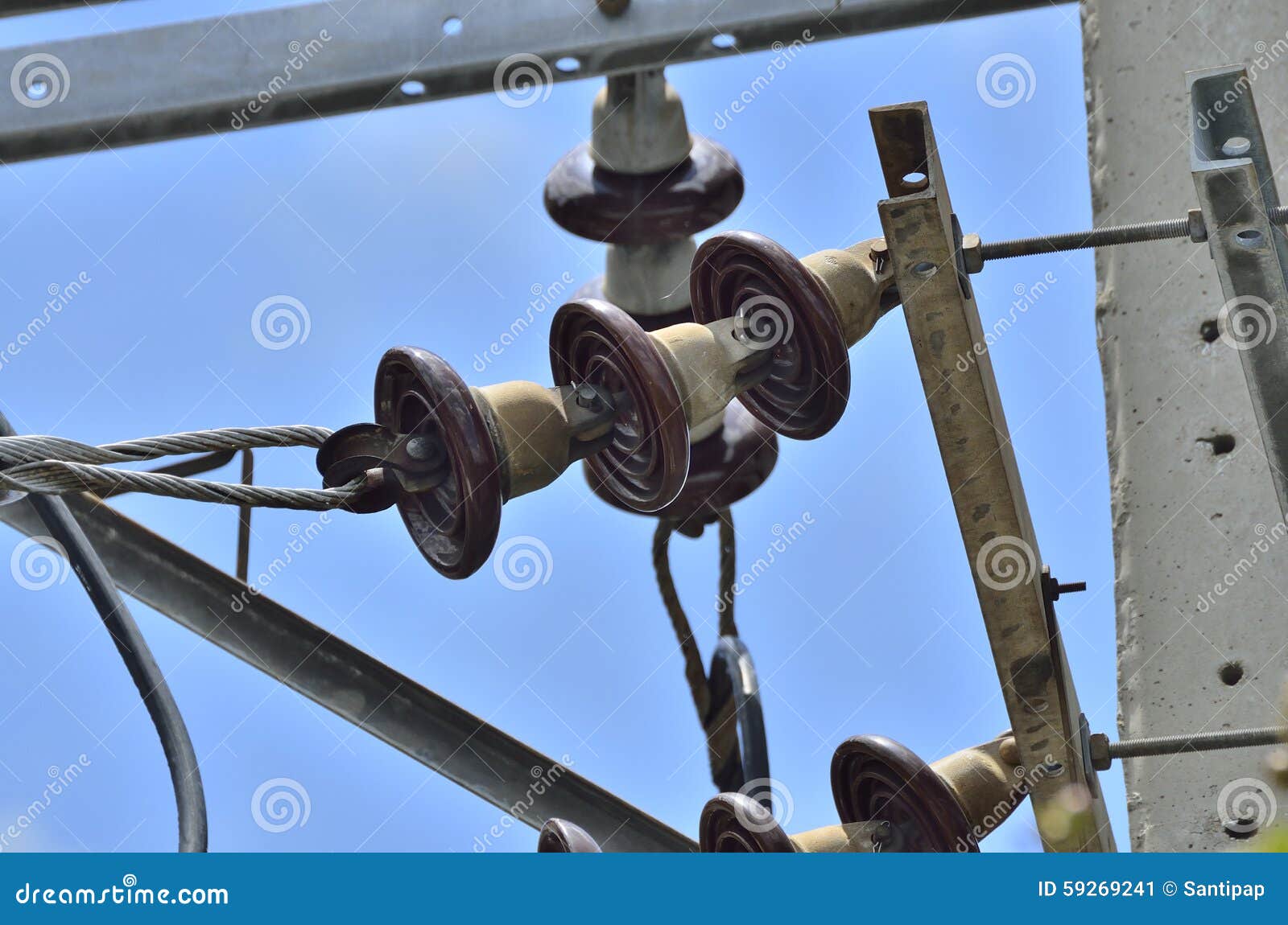 SUSPENSION INSULATORS. stock image. Image of electric 59269241