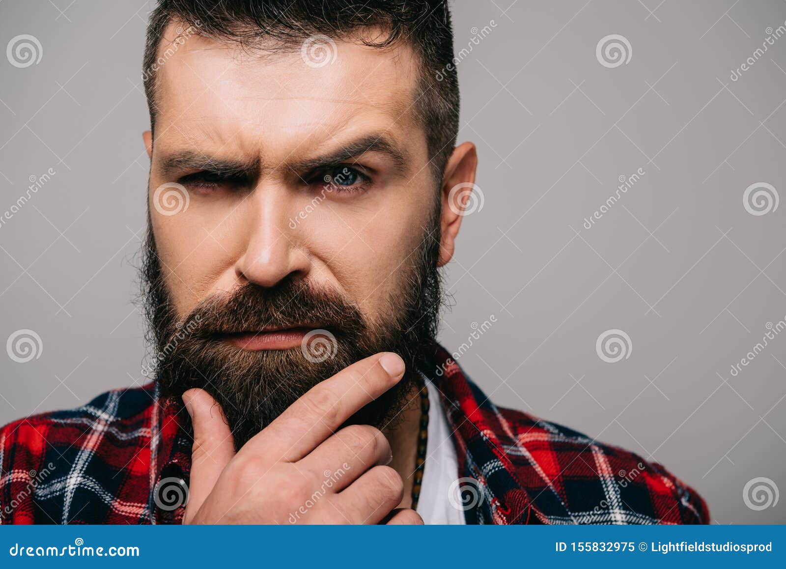 Suspicious Bearded Man Looking at Camera Isolated Stock Image - Image ...