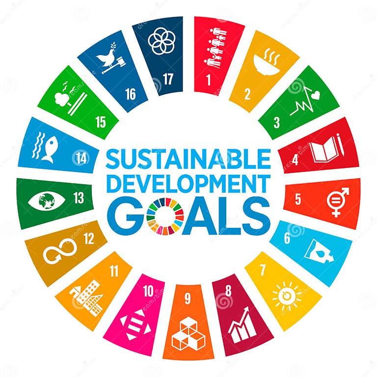 Sustainable Development Goals Symbols in a Circle with Colored Wedges ...