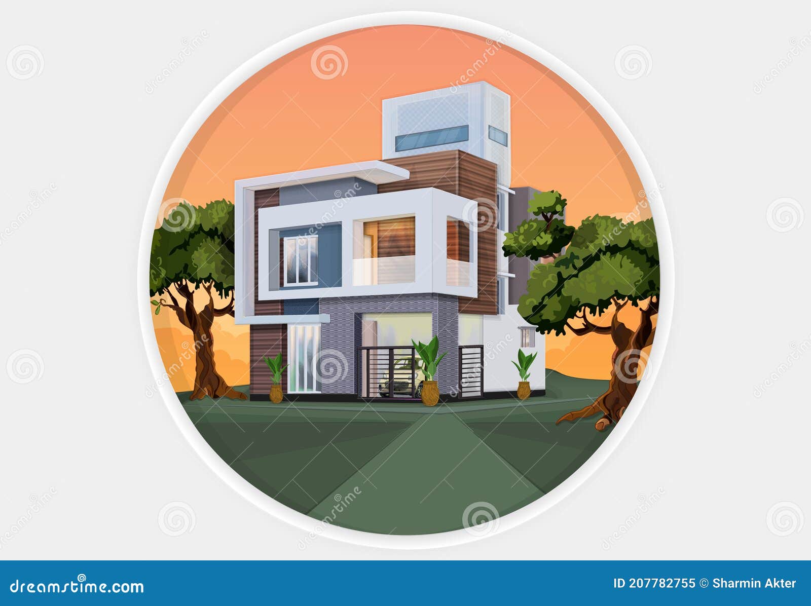 Sustainable Duplex House on the Hillside - Stock Vector Stock ...