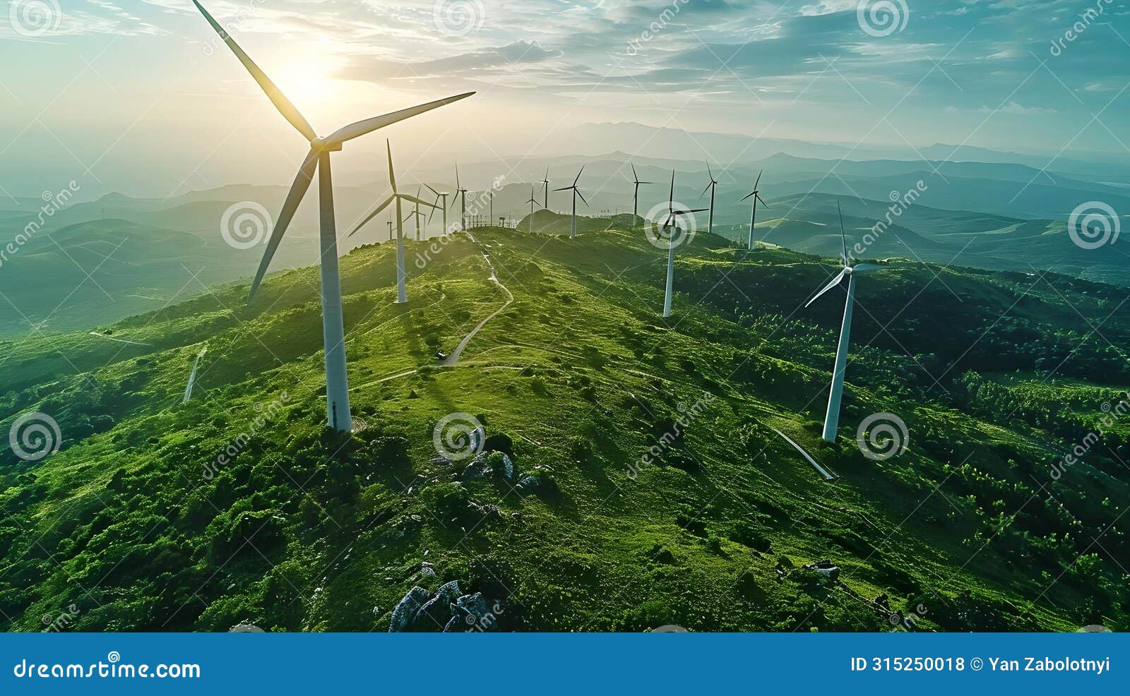 sustainable energy horizon: wind power's promise. concept renewable energy, wind power,