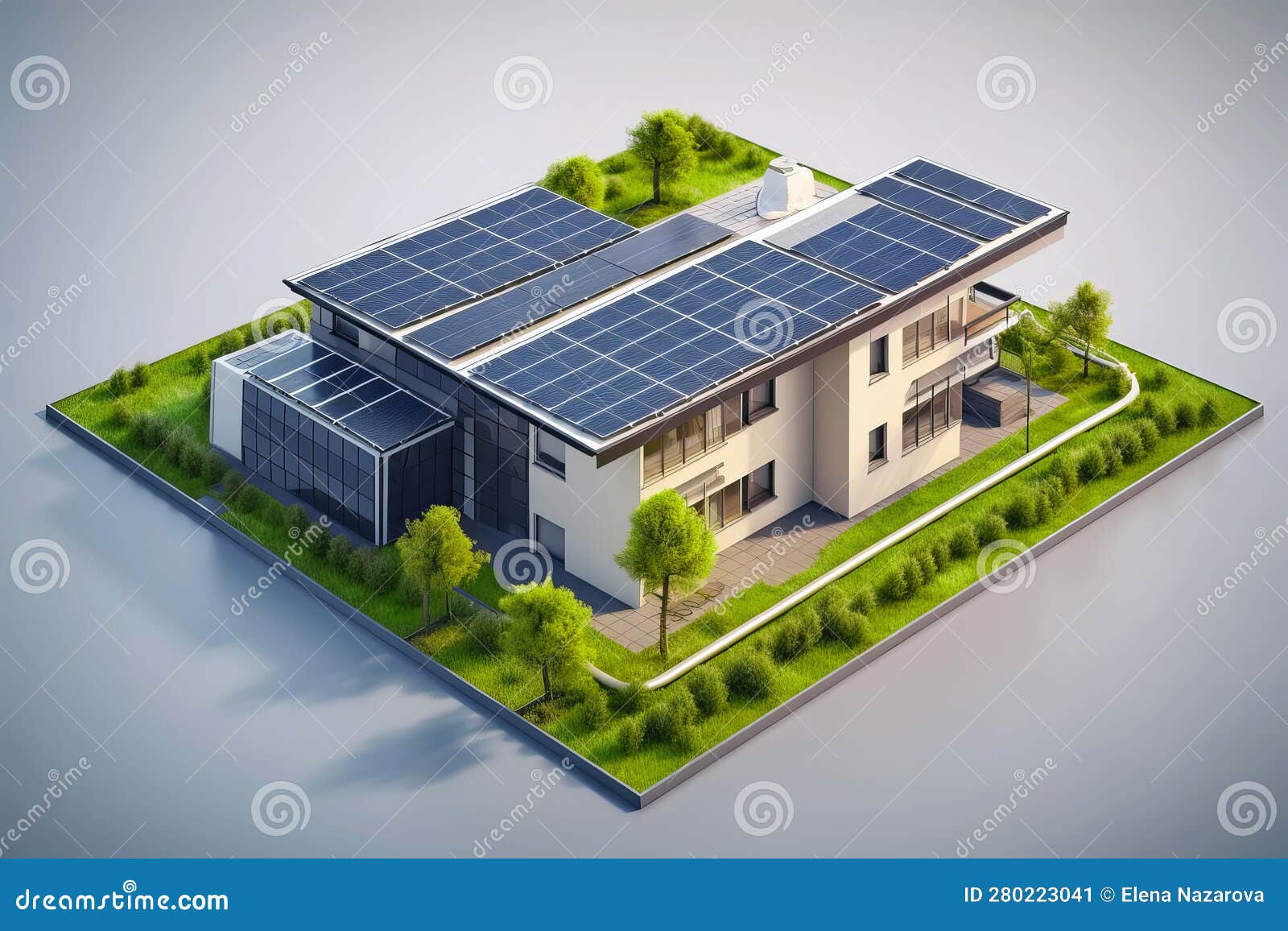 sustainable house with photovoltaic solar panels. generative ai 