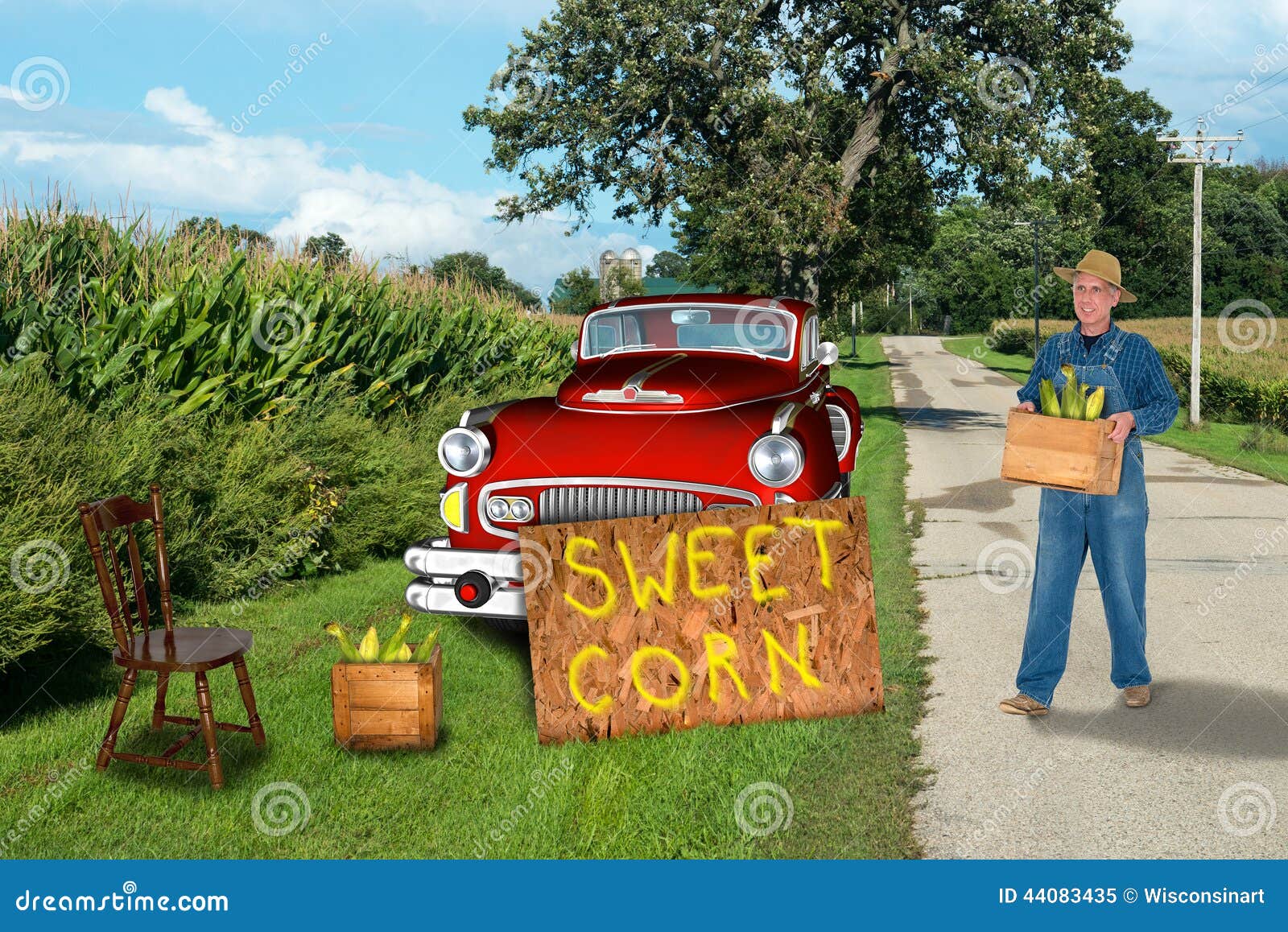 sustainable living, nostalgic farmer selling sweet corn