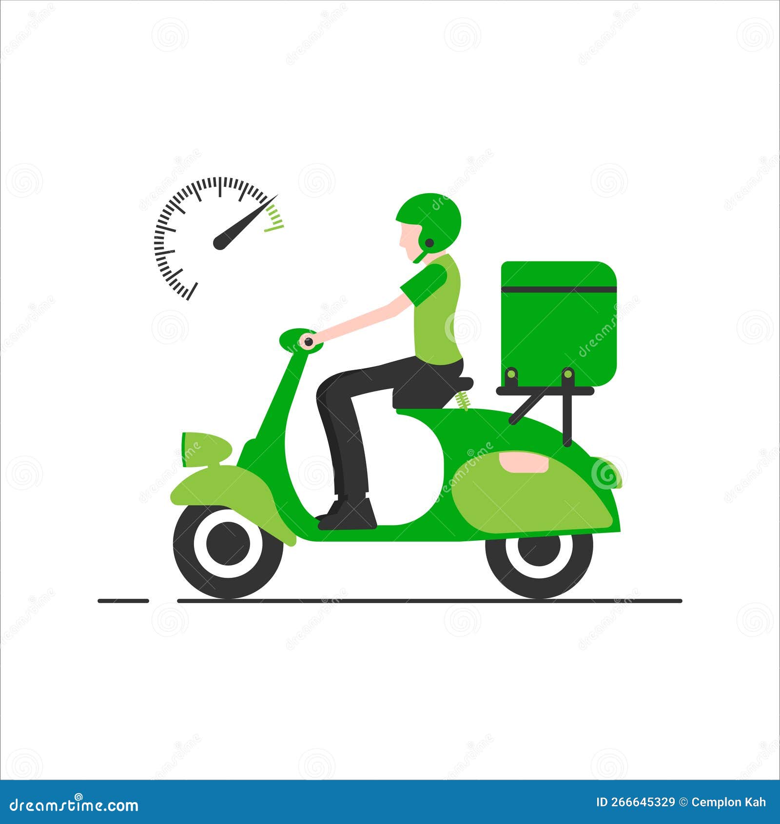 Green Flat Scooter Delivery Driver Stock Vector Illustration of