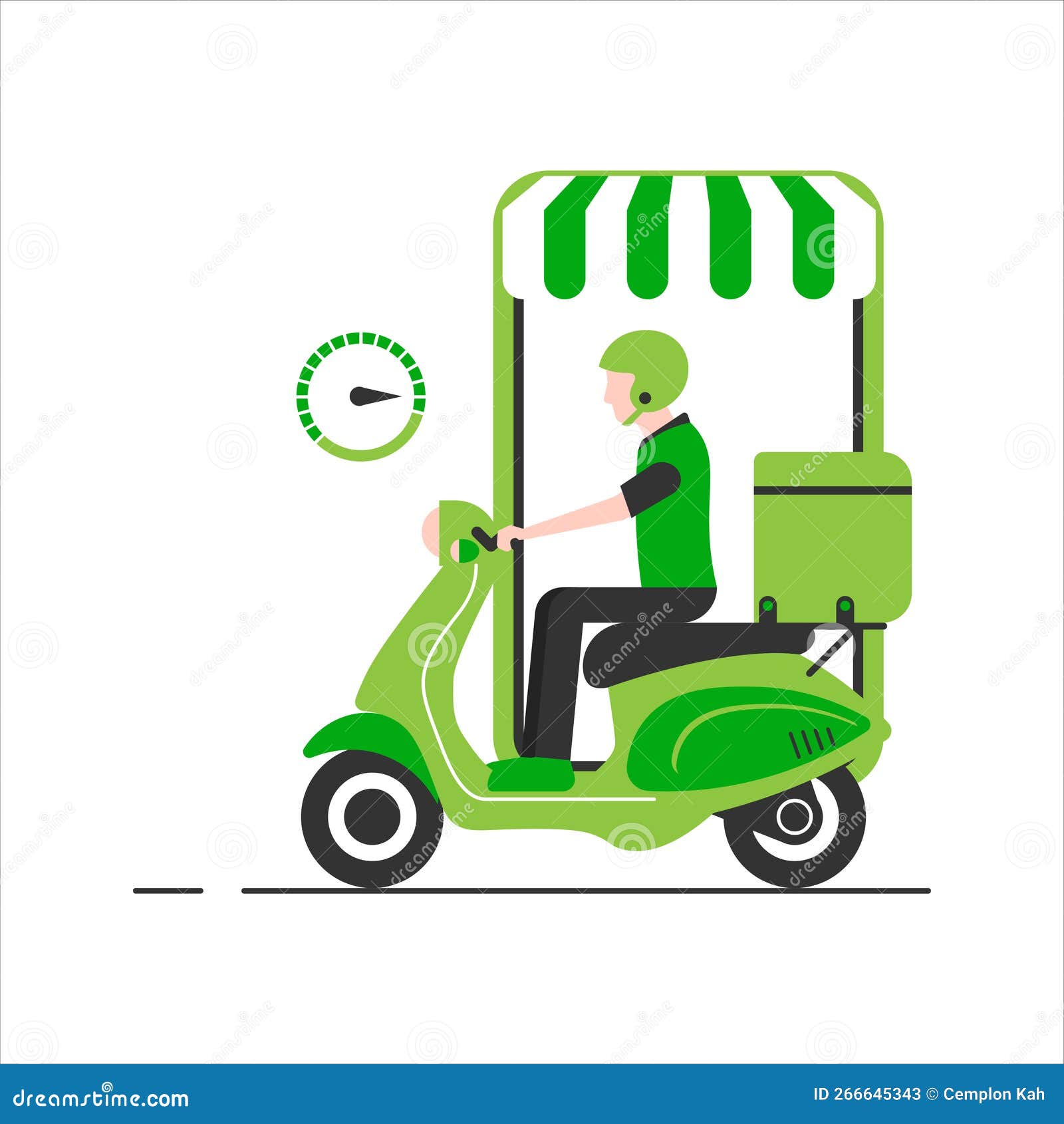 Green Flat Scooter Delivery Driver Stock Vector Illustration of