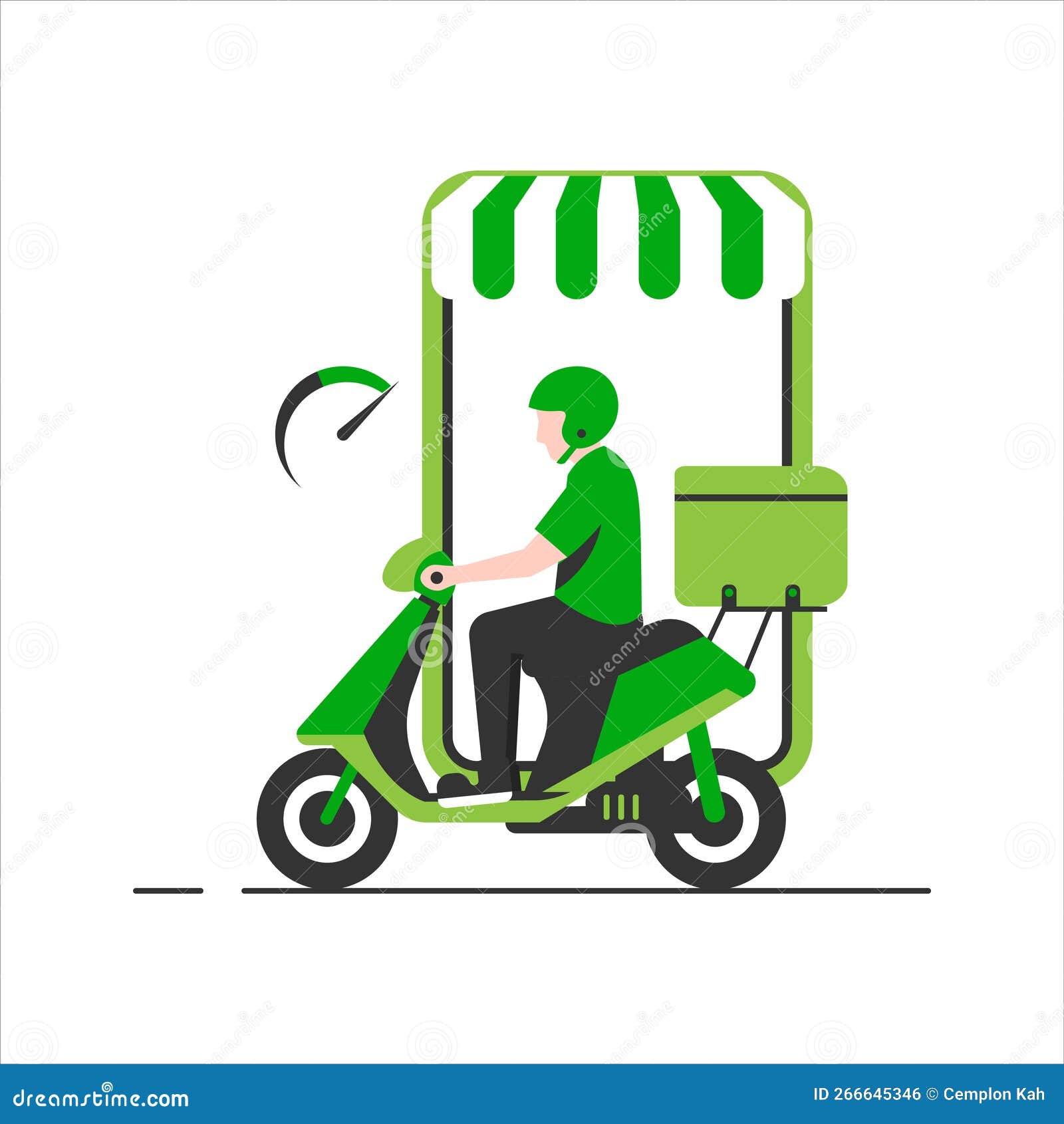 Green Flat Scooter Delivery Driver Stock Vector Illustration of