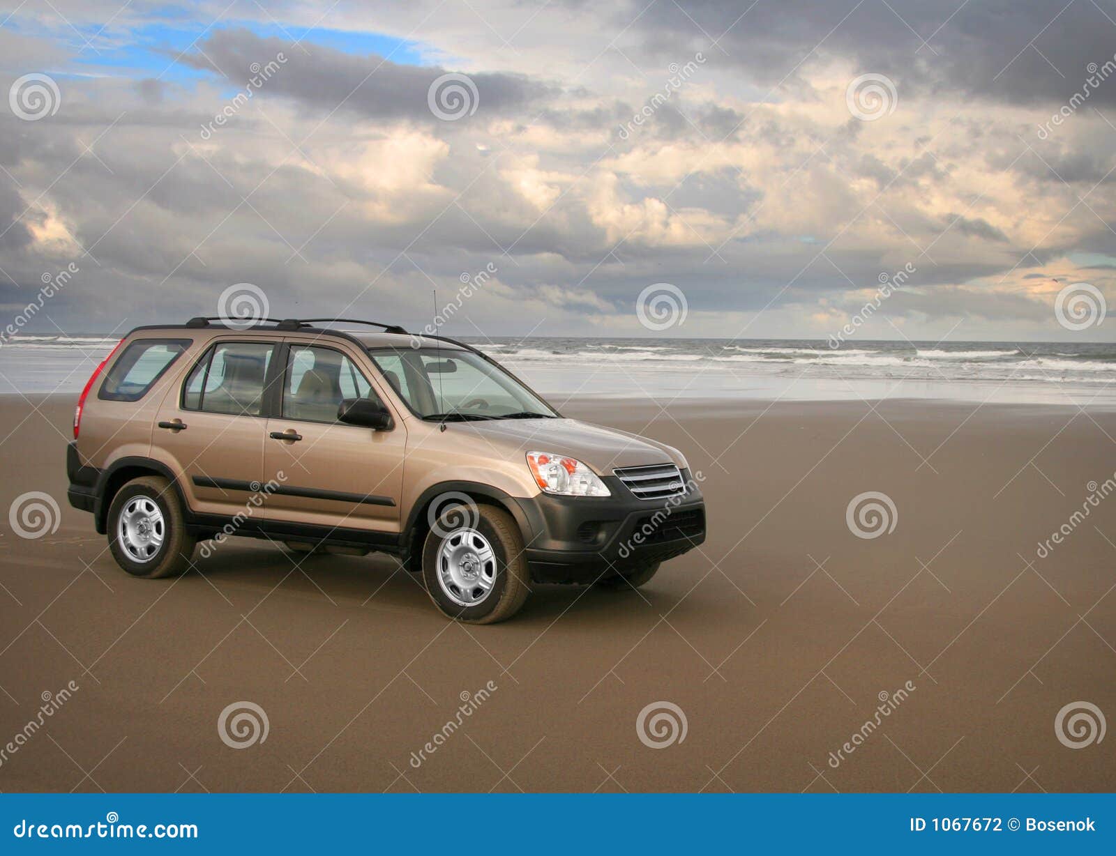Un SUV su una spiaggia sabbiosa