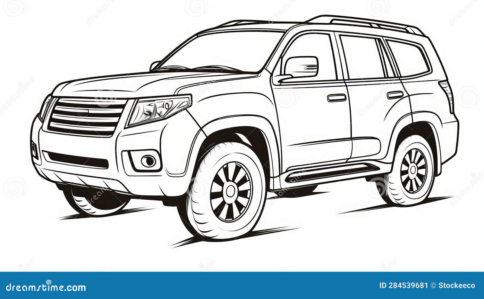 suv coloring page: toyota land cruiser in simplistic  art style