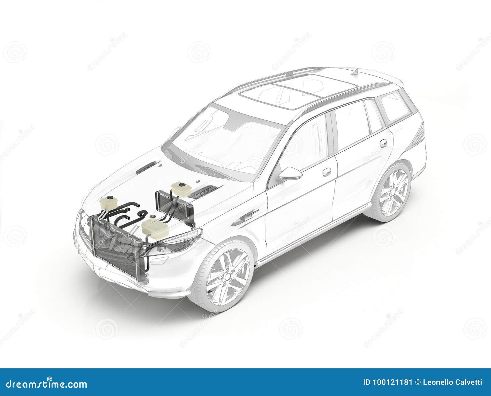 suv cutaway showing cooling system.