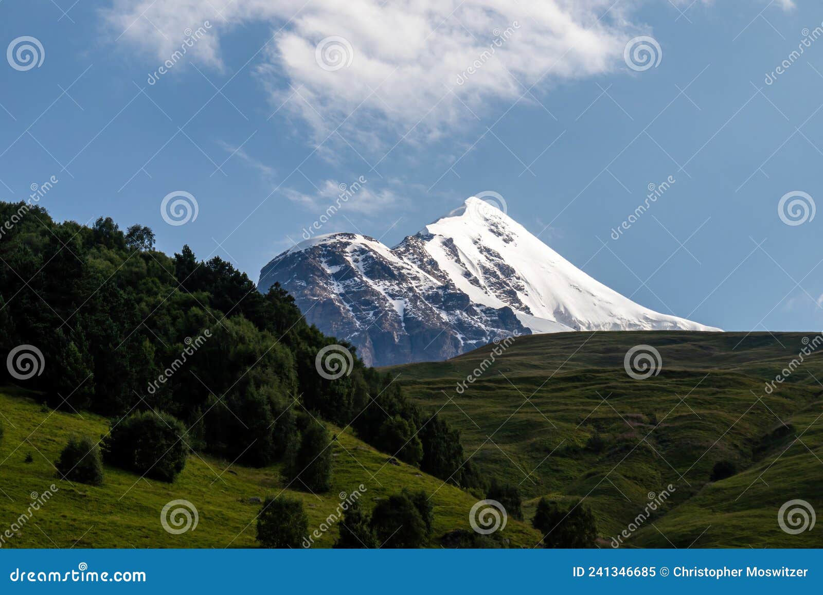 svaneti - panoramic view on tetnuldi peak, located in greater caucasus mountain range in georgia.