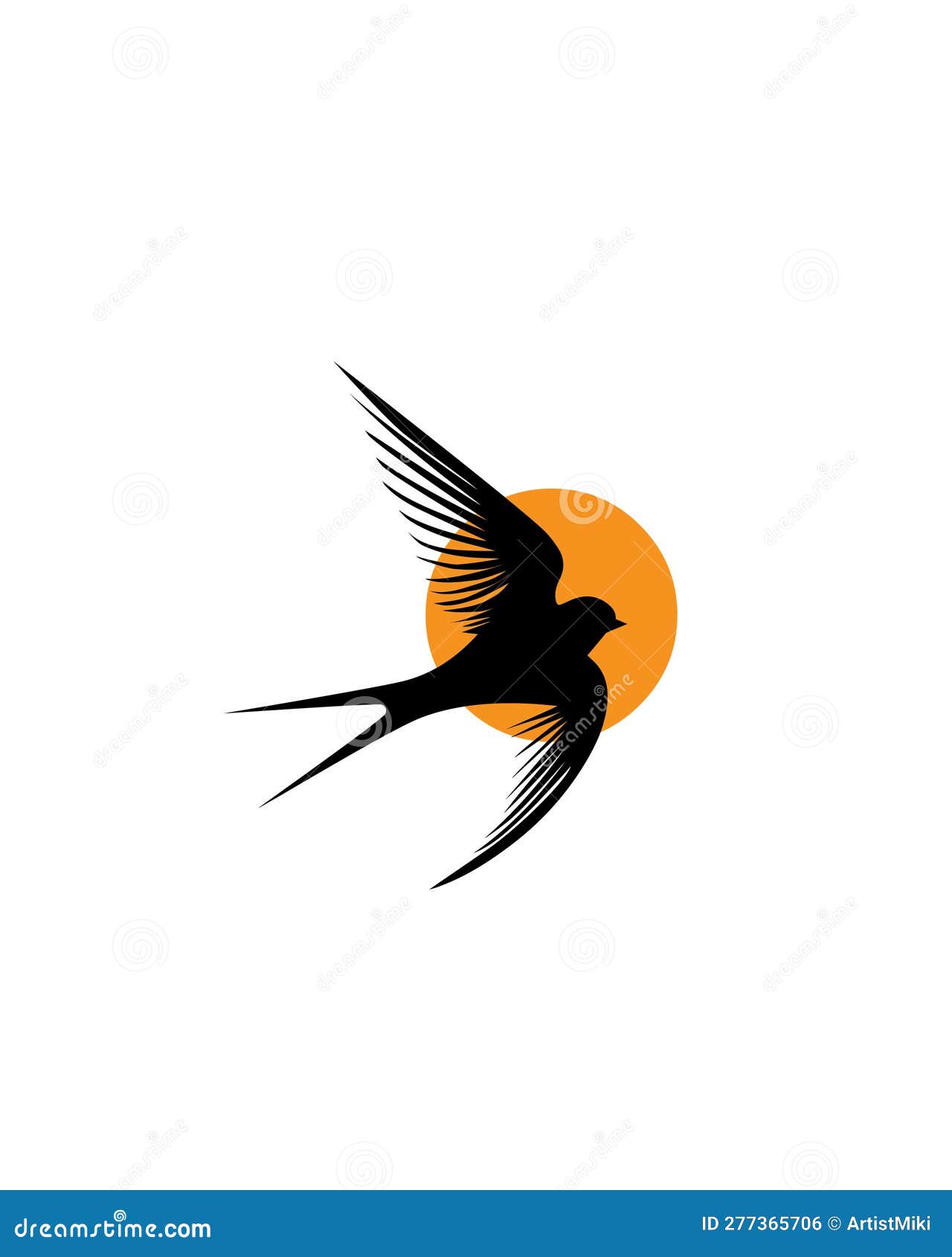 Barn Swallow Silhouette on Sunset, Vector Stock Vector - Illustration of  peace, hand: 277365706, image size:1280x1690