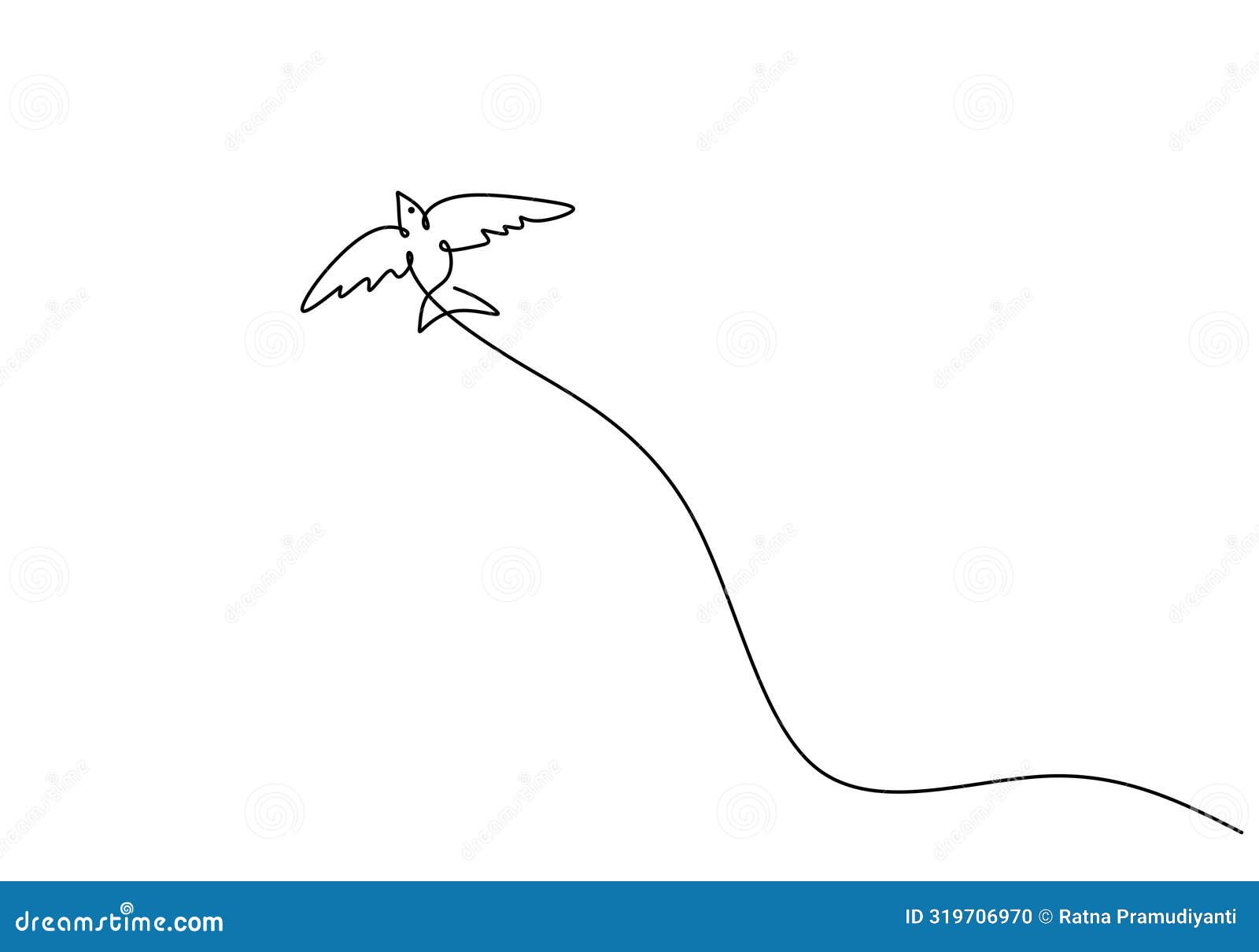 swallow one line art drawing. animal bird flying continuous outline.   . minimalist  handdrawn