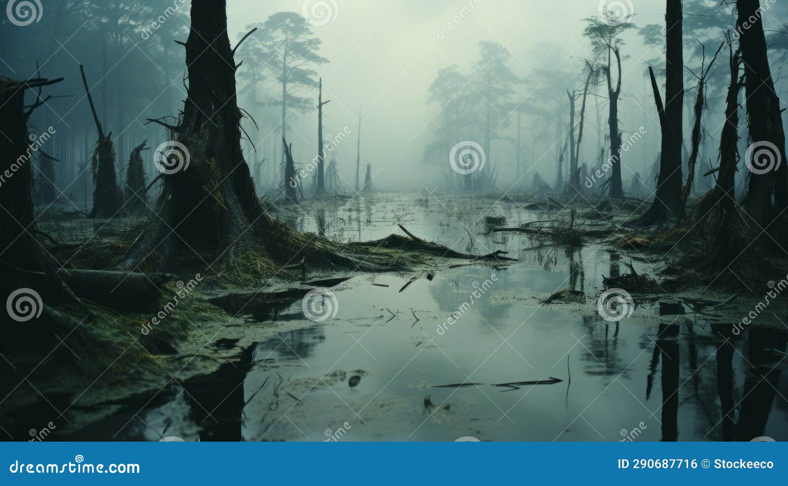 mystical swamp landscape: a southern gothic-inspired photo of thailand's enigmatic white sand swamp