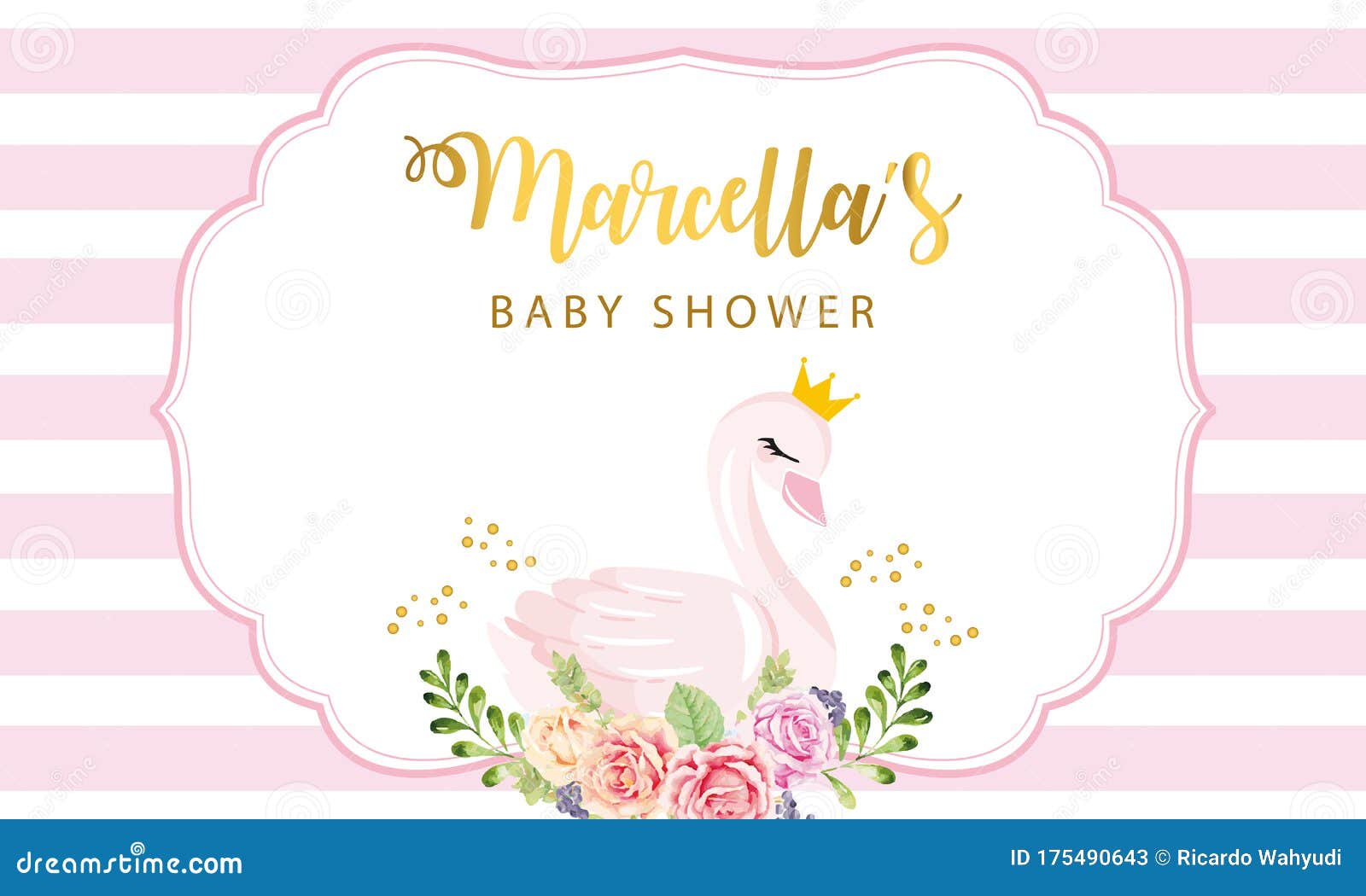 Muzi 5X5Ft White Swan Pink Flowers Birthday Backdrop Golden Crown Baby Shower De 