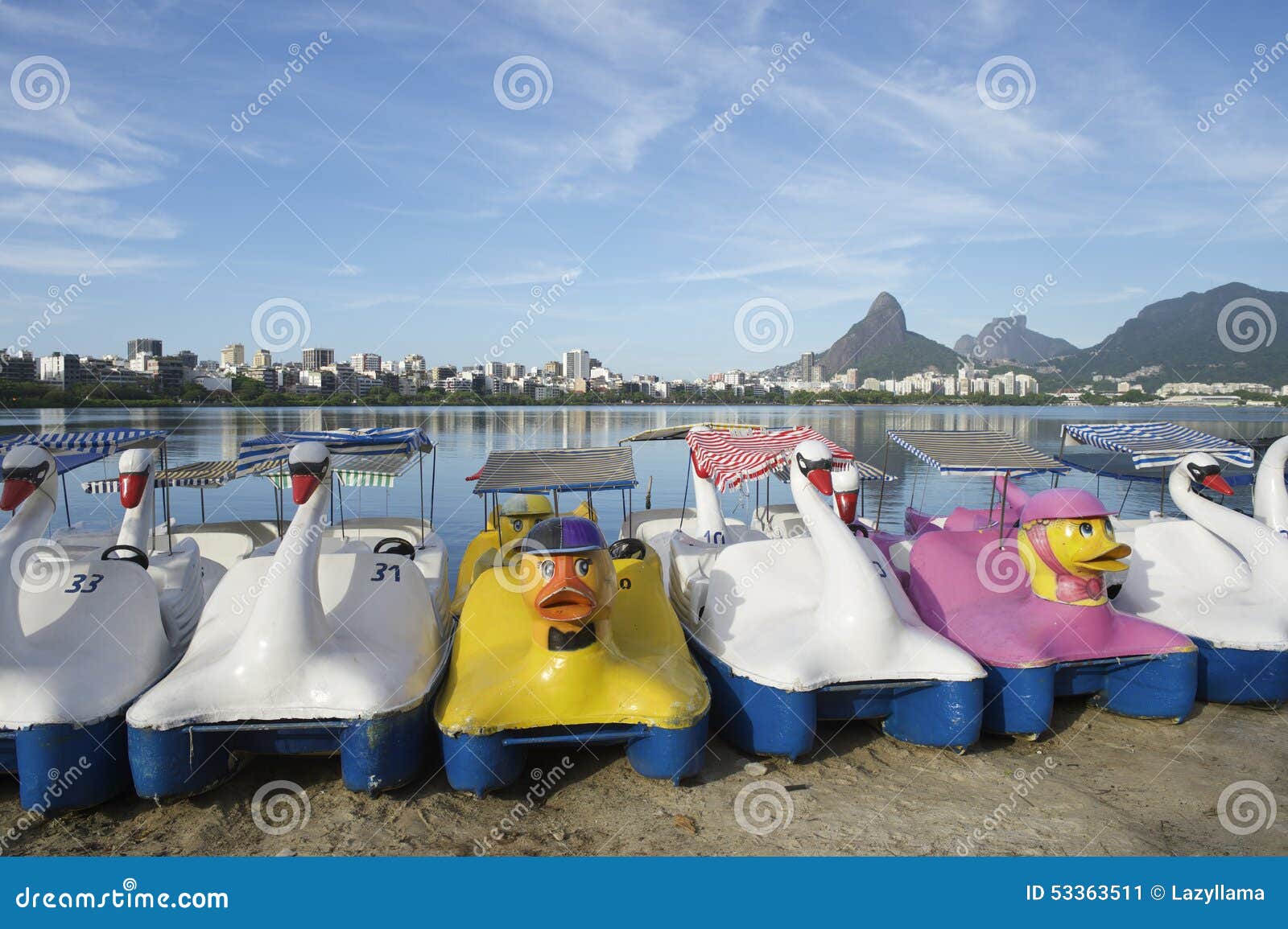 swan boats lagoa rio de janeiro brazil scenic skyline