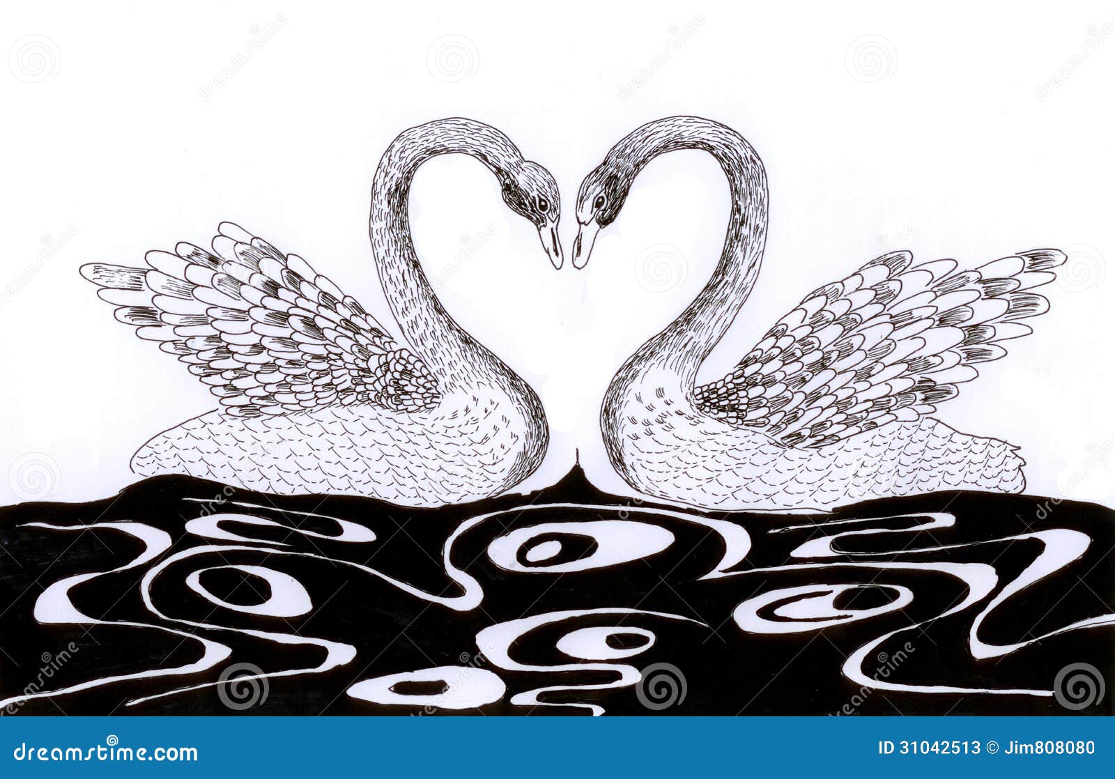 Swan heart sketch stock illustration. Illustration of nature - 31042513