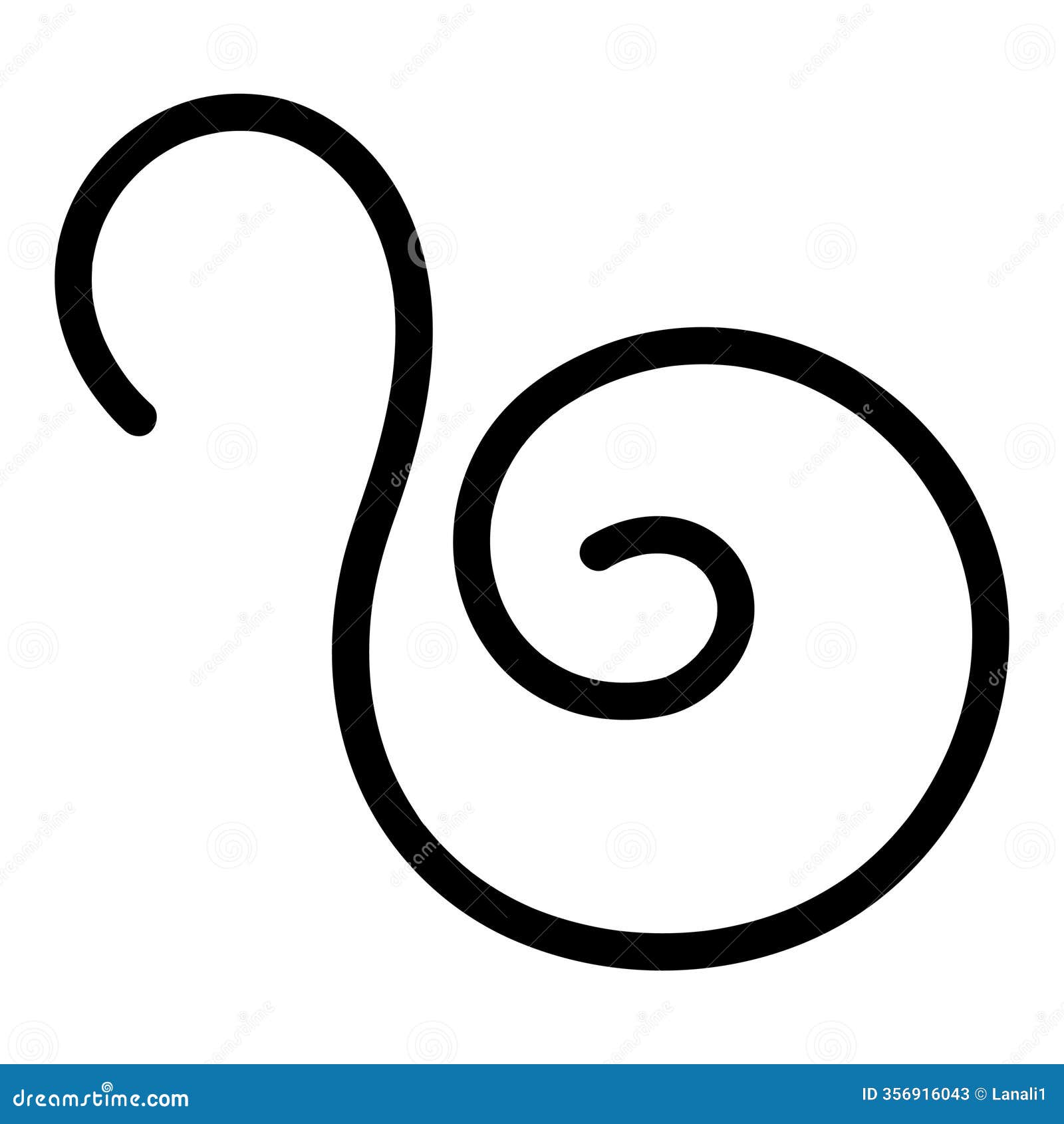 swan d curl. sketch. hand drawn curled sign.  . doodle style