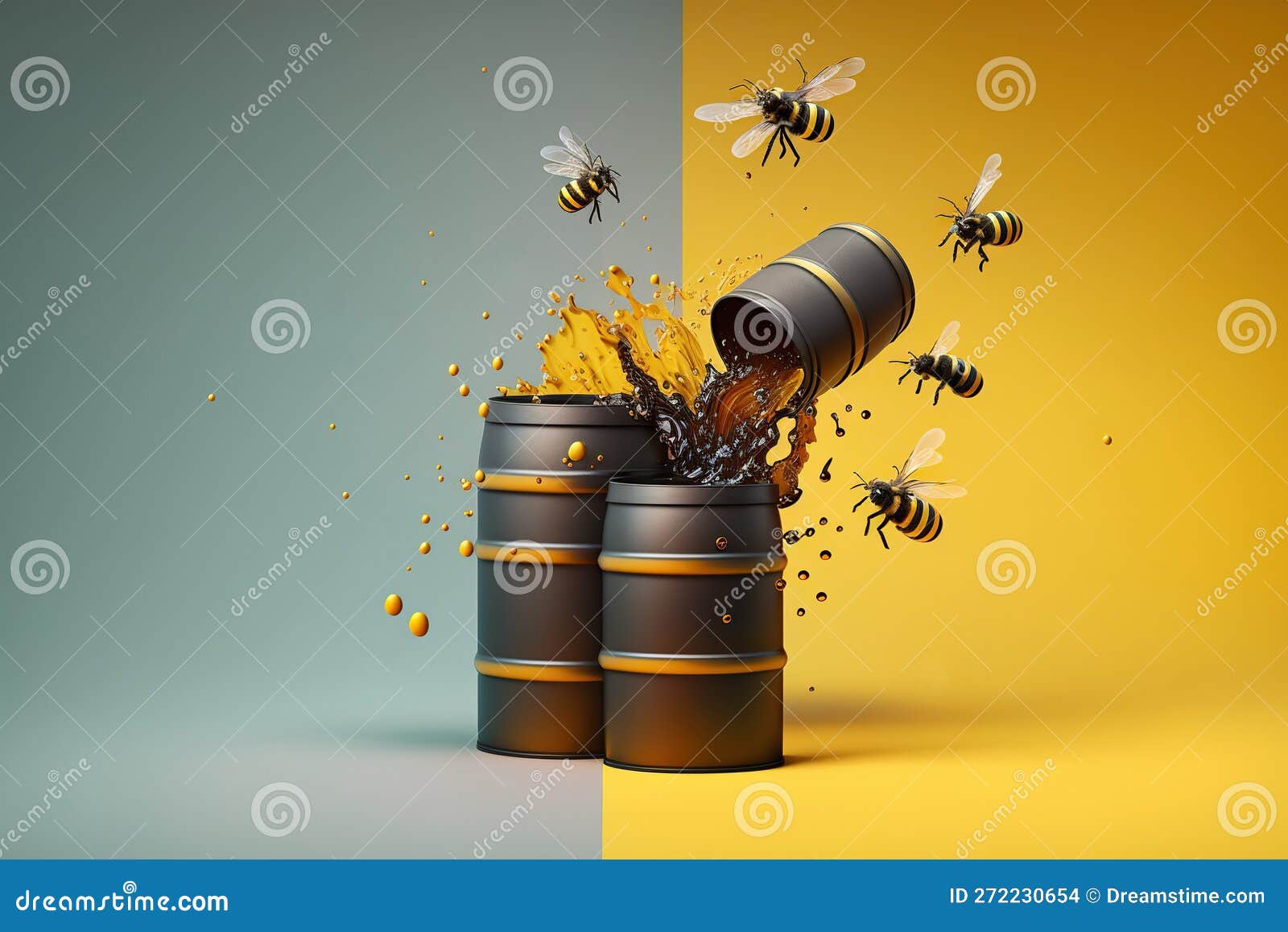 a-swarm-of-bees-flying-around-oil-created-with-generative-ai-technology-stock-photo-image-of