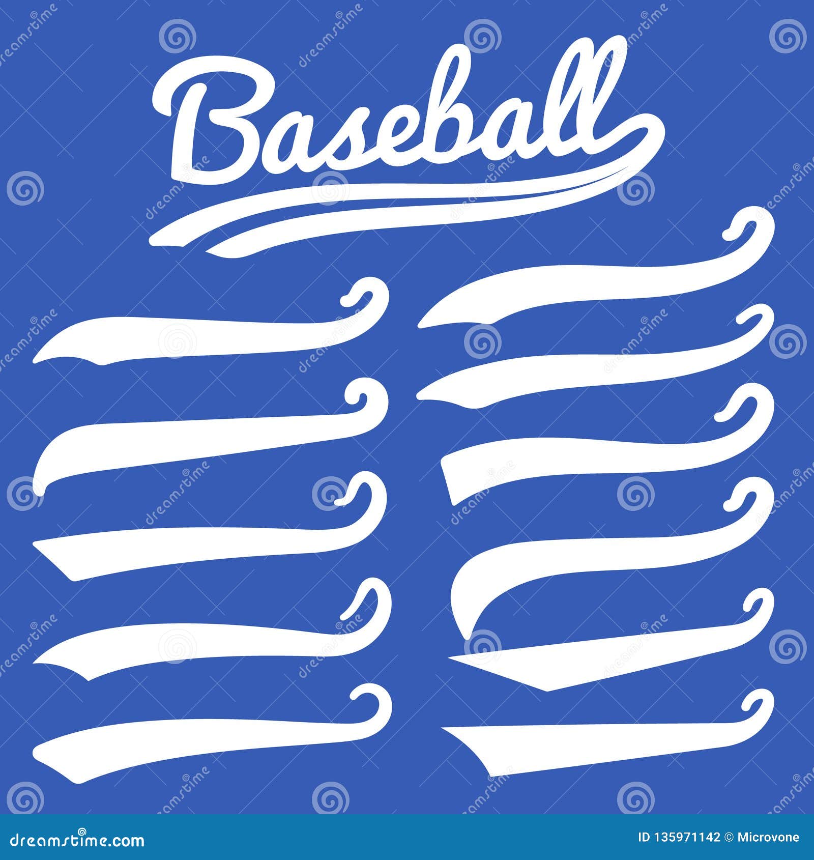 swash and swoosh. vintage swashes baseball typography swirl tails. retro style  set