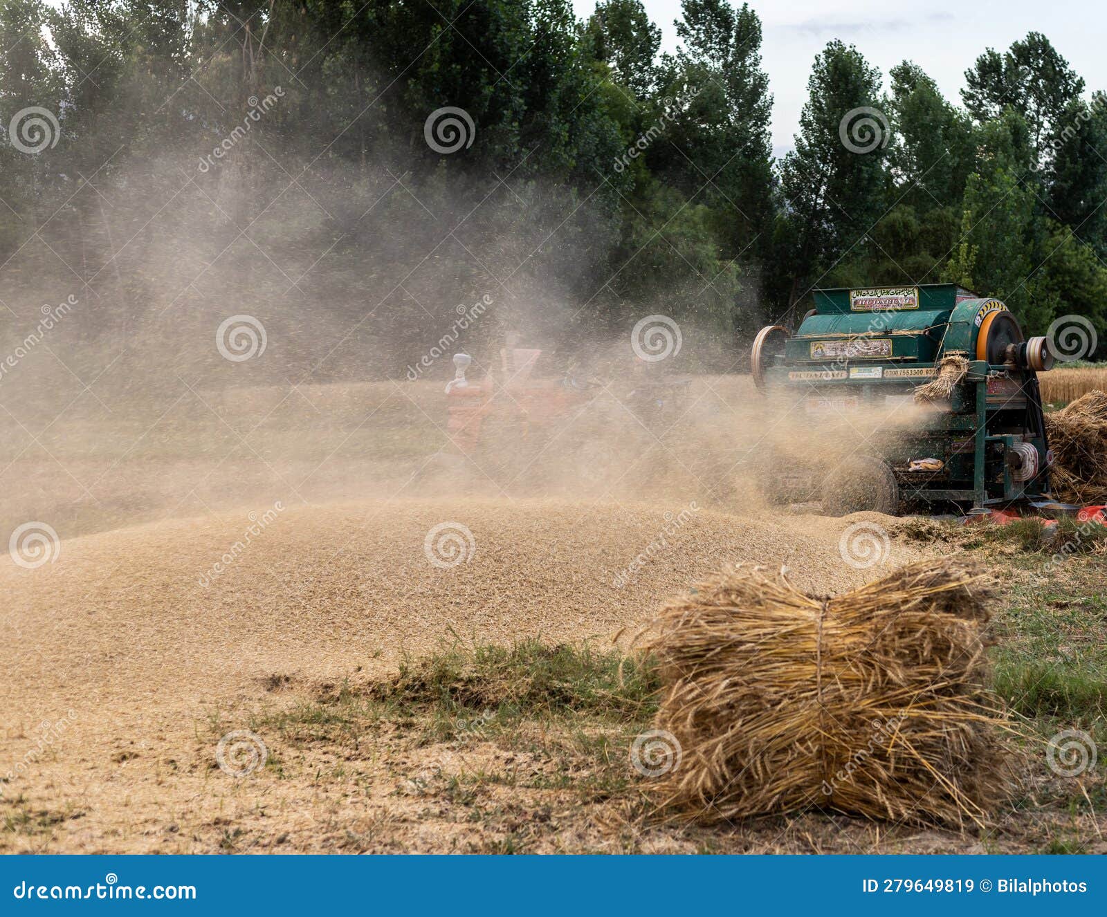 Swat, Pakistan 24 May 2023 Wheat Thresher Processing and Separating