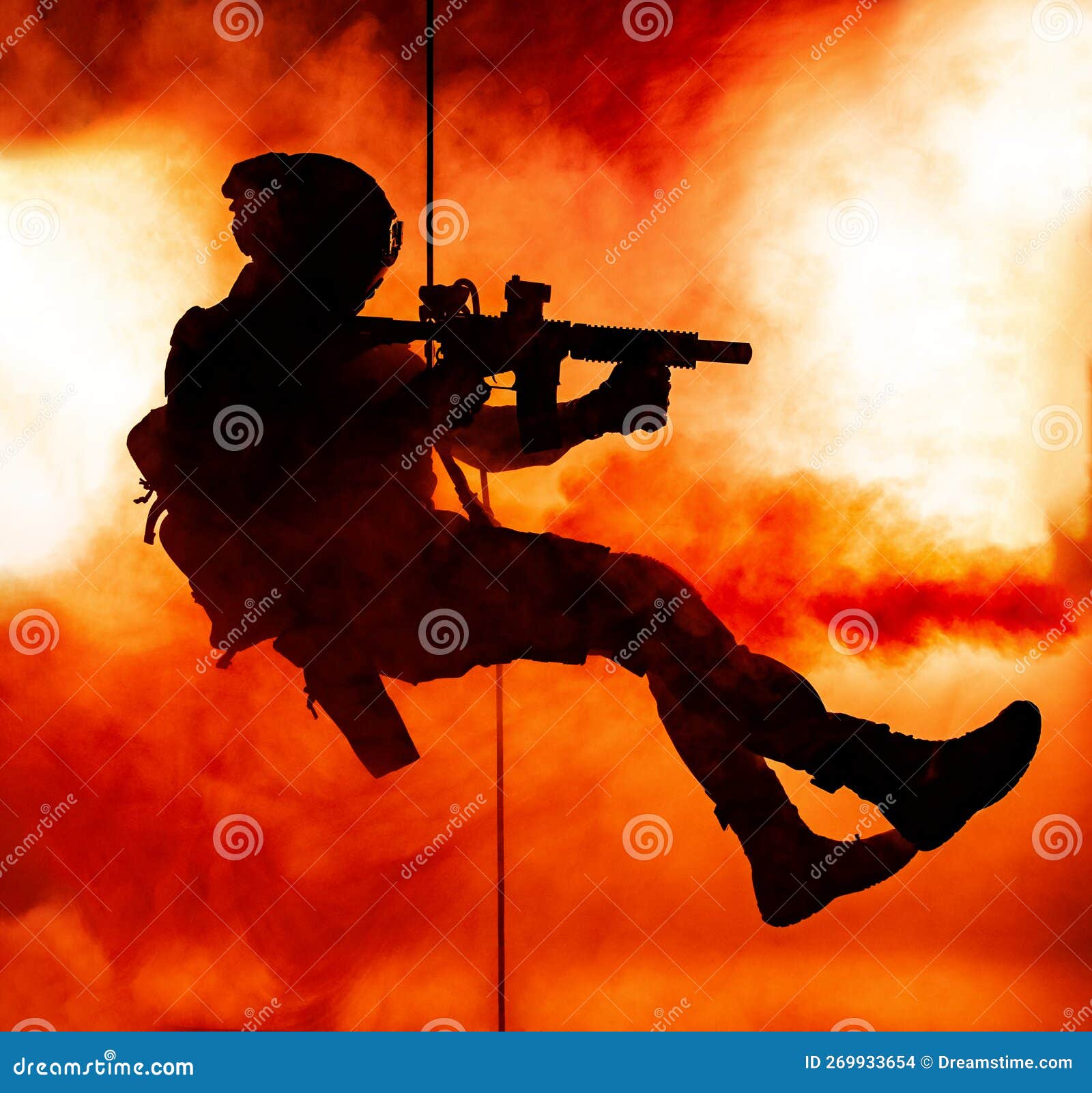 SWAT Tactical rappelling stock photo. Image of helicopter - 269933654