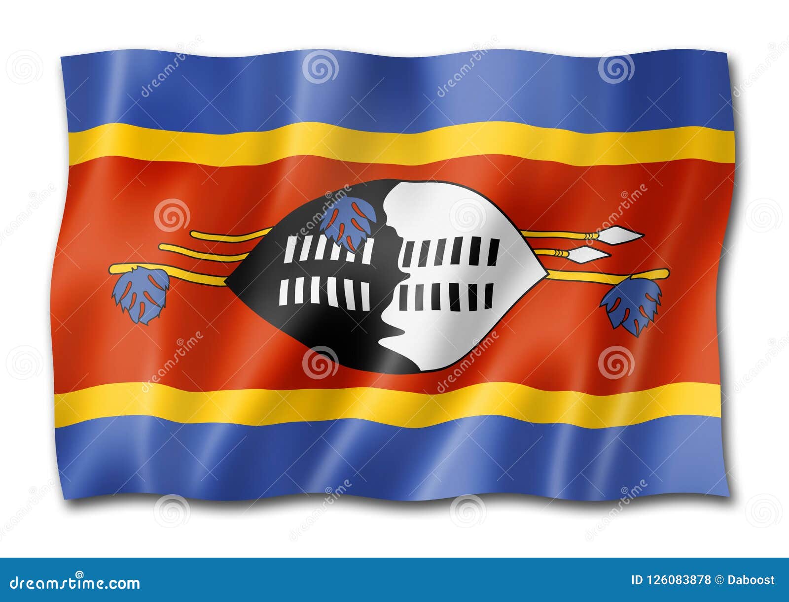 Swaziland Flag Isolated on White Stock Illustration - Illustration of ...
