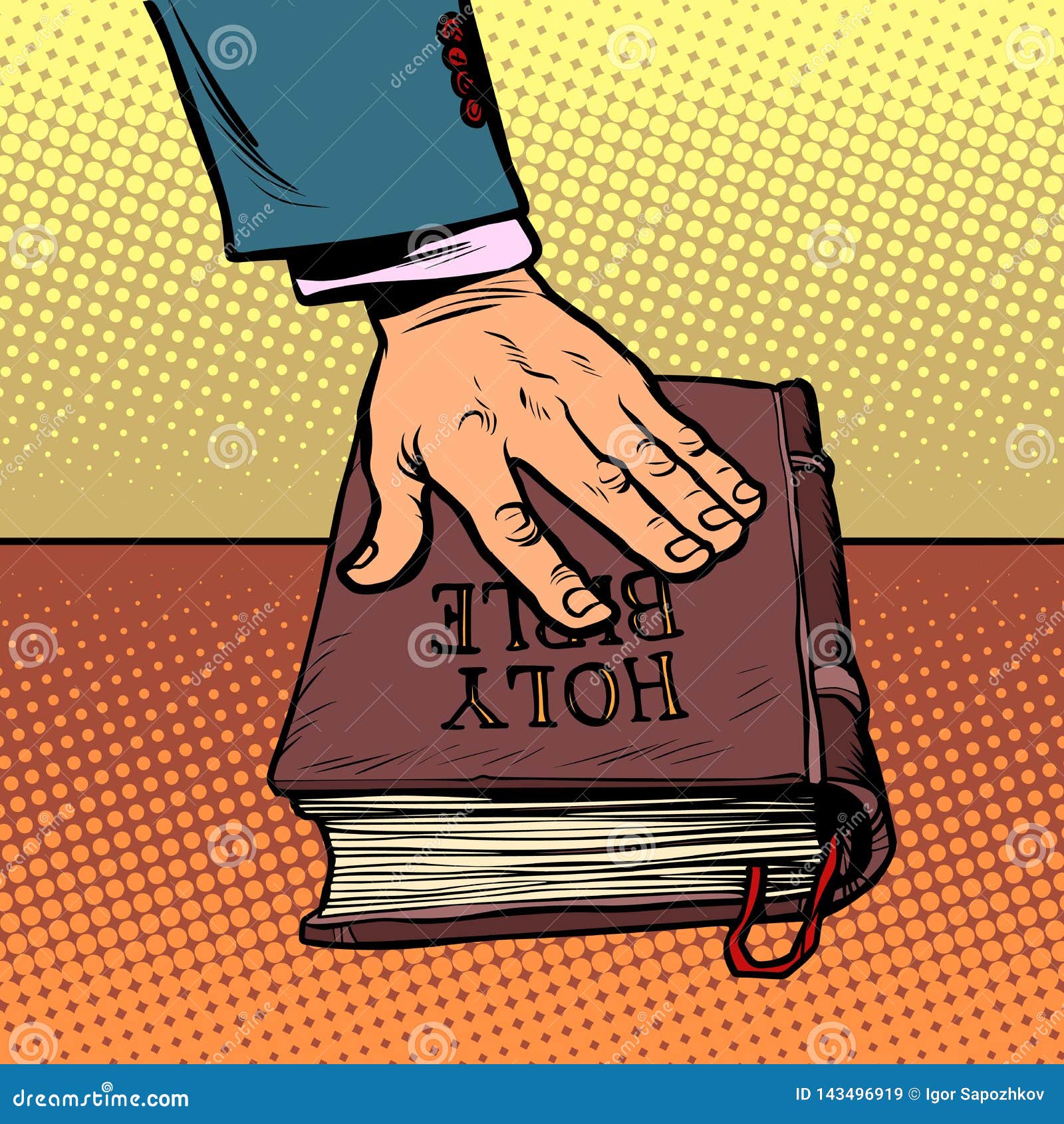 Swearing On The Bible Court And Religion Cartoon Vector Swearing On The Bible Court And Religion Cartoon Vector