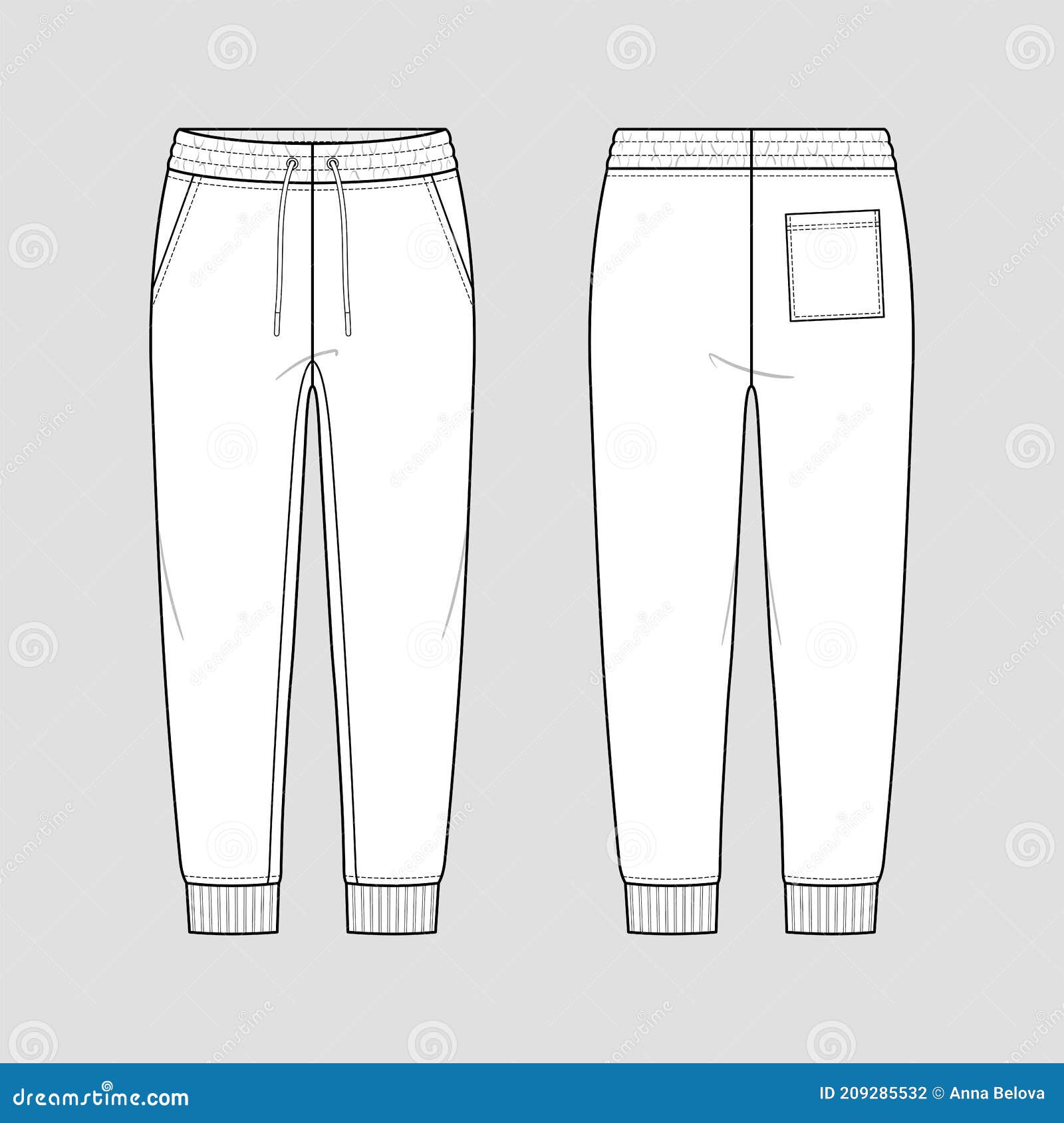 Sweat jogger pants stock vector. Illustration of sketch - 209285532