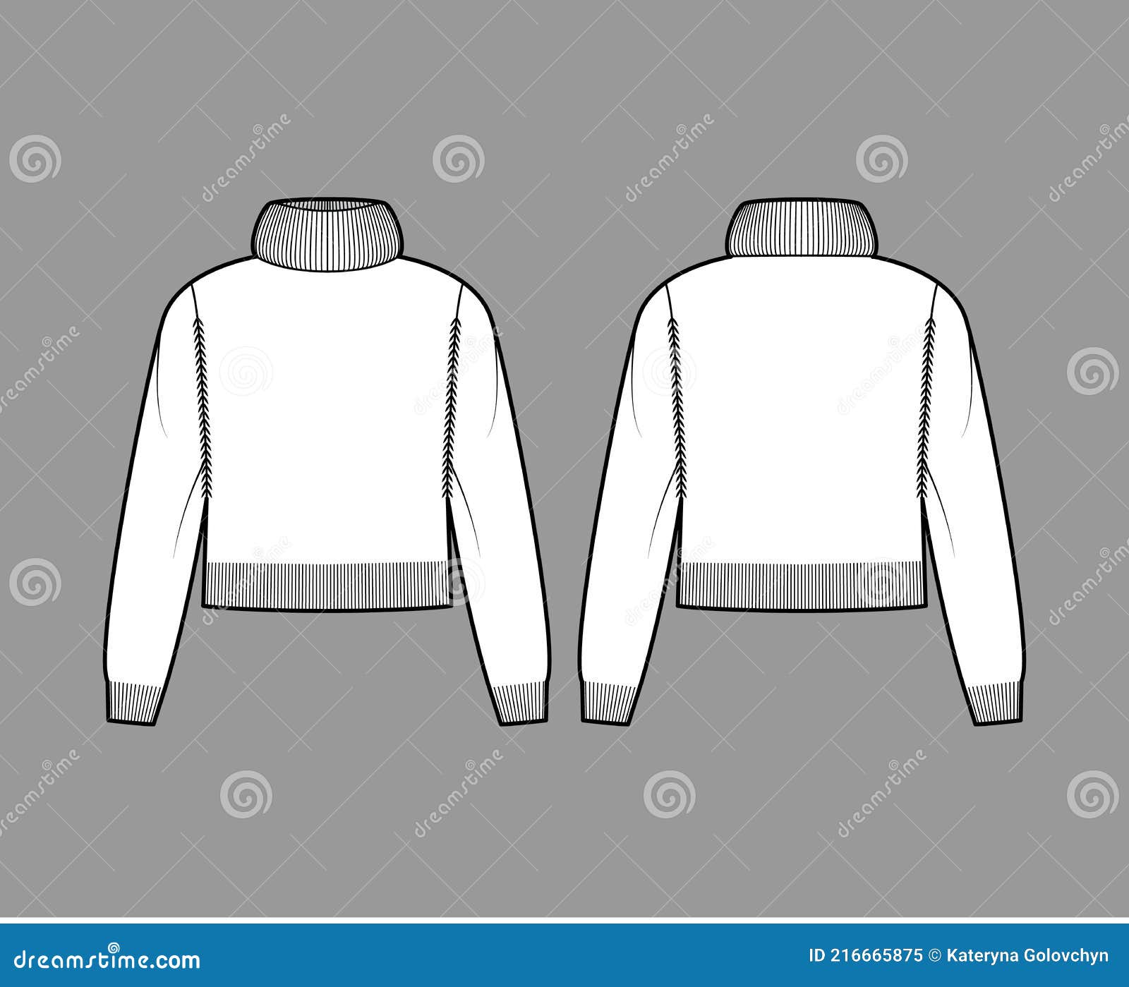Sweater Cropped Exaggerated Turtleneck Technical Fashion Illustration ...