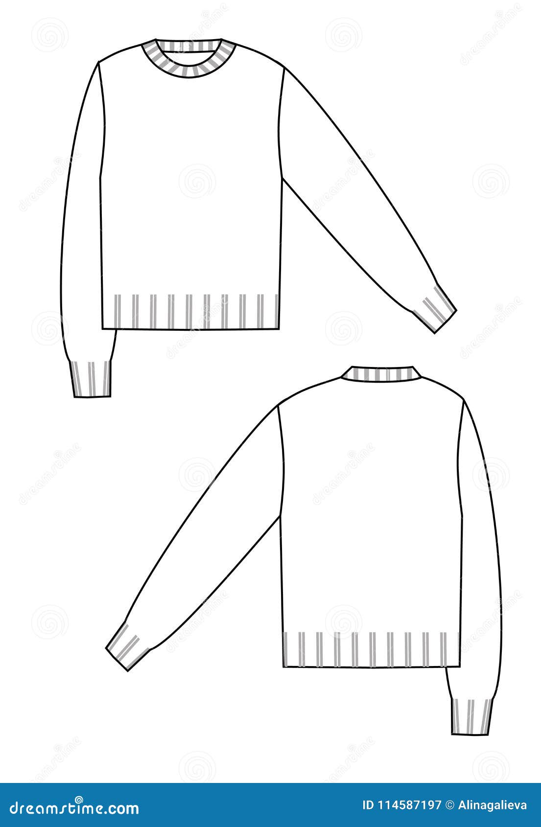 Sweater technical sketch stock vector. Illustration of knit - 114587197