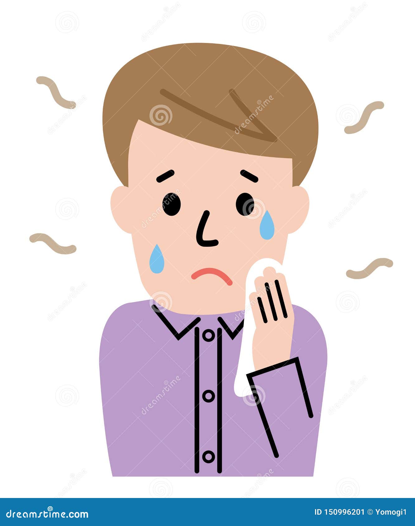 Sweating Young Man Wiping His Face. Simple Cute Character Cartoon  Illustration Stock Vector - Illustration of character, face: 150996201