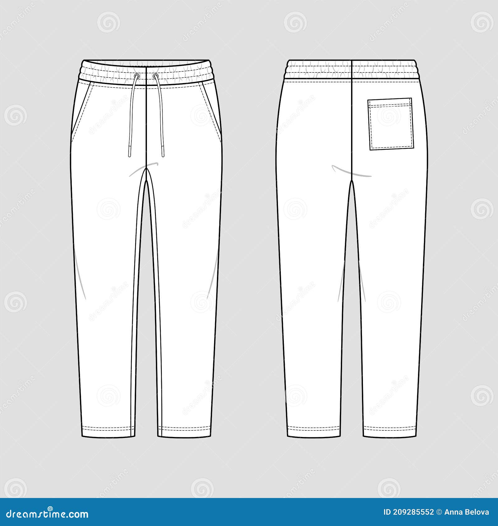 Sweatpants stock vector. Illustration of draw, elastic - 209285552