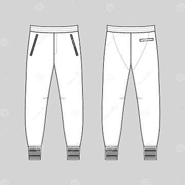 Sweatpants Man Template Front, Back Views Stock Vector - Illustration ...