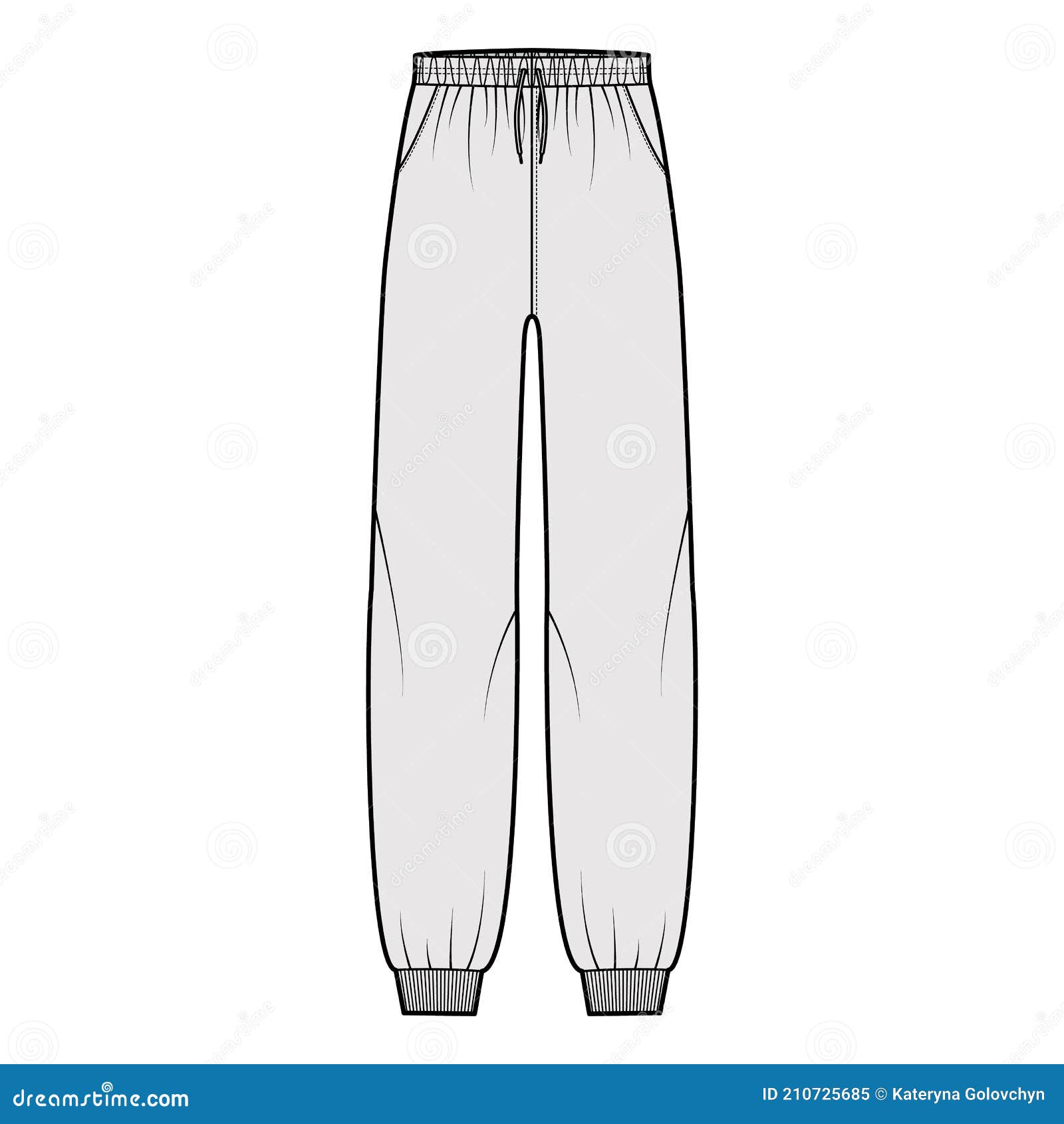 Women Jogger Pants fashion flat sketch template. Sweat Pants