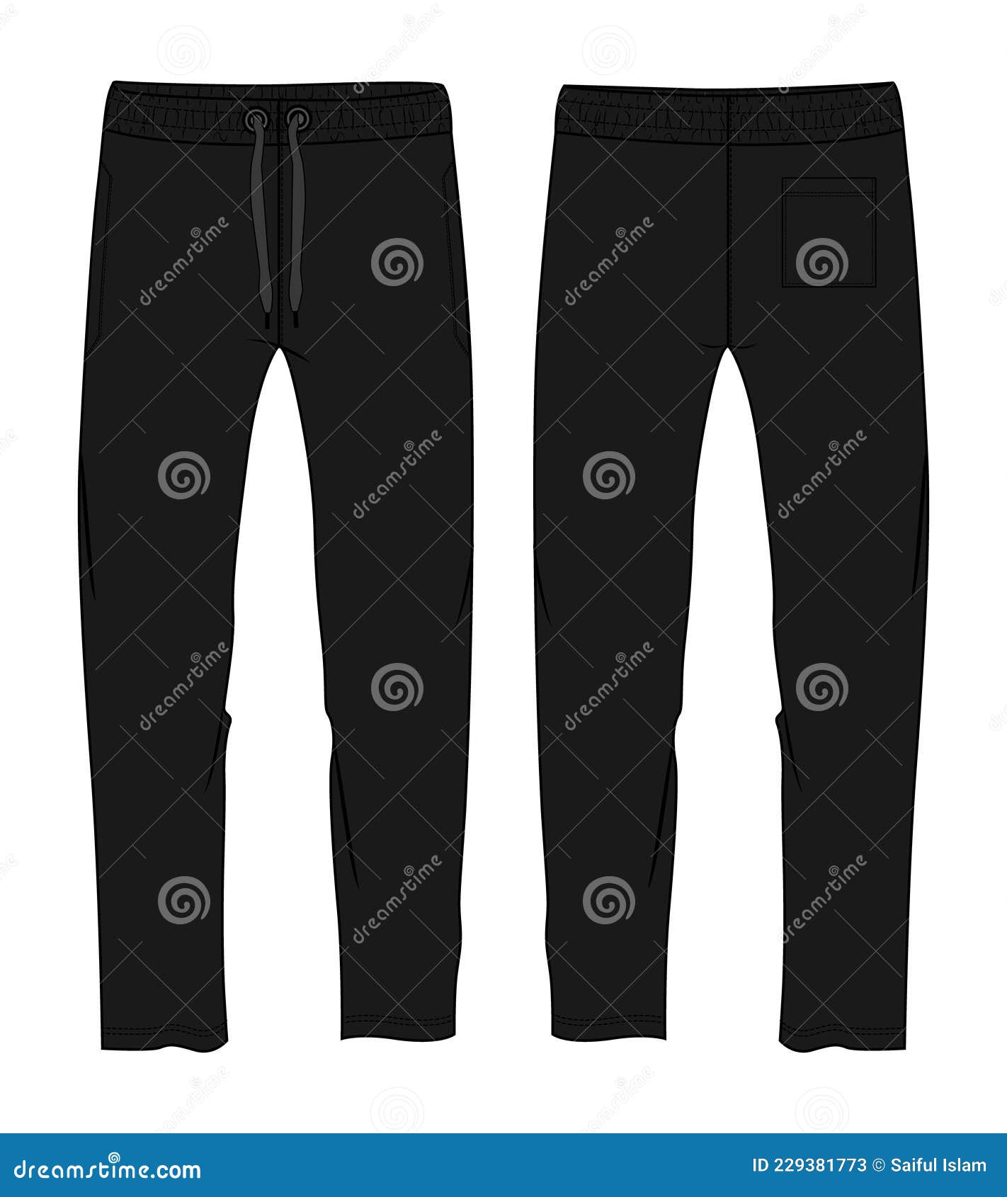 Sweatpants Vector Illustration Drawing. Technical Fashion Flat Sketches ...
